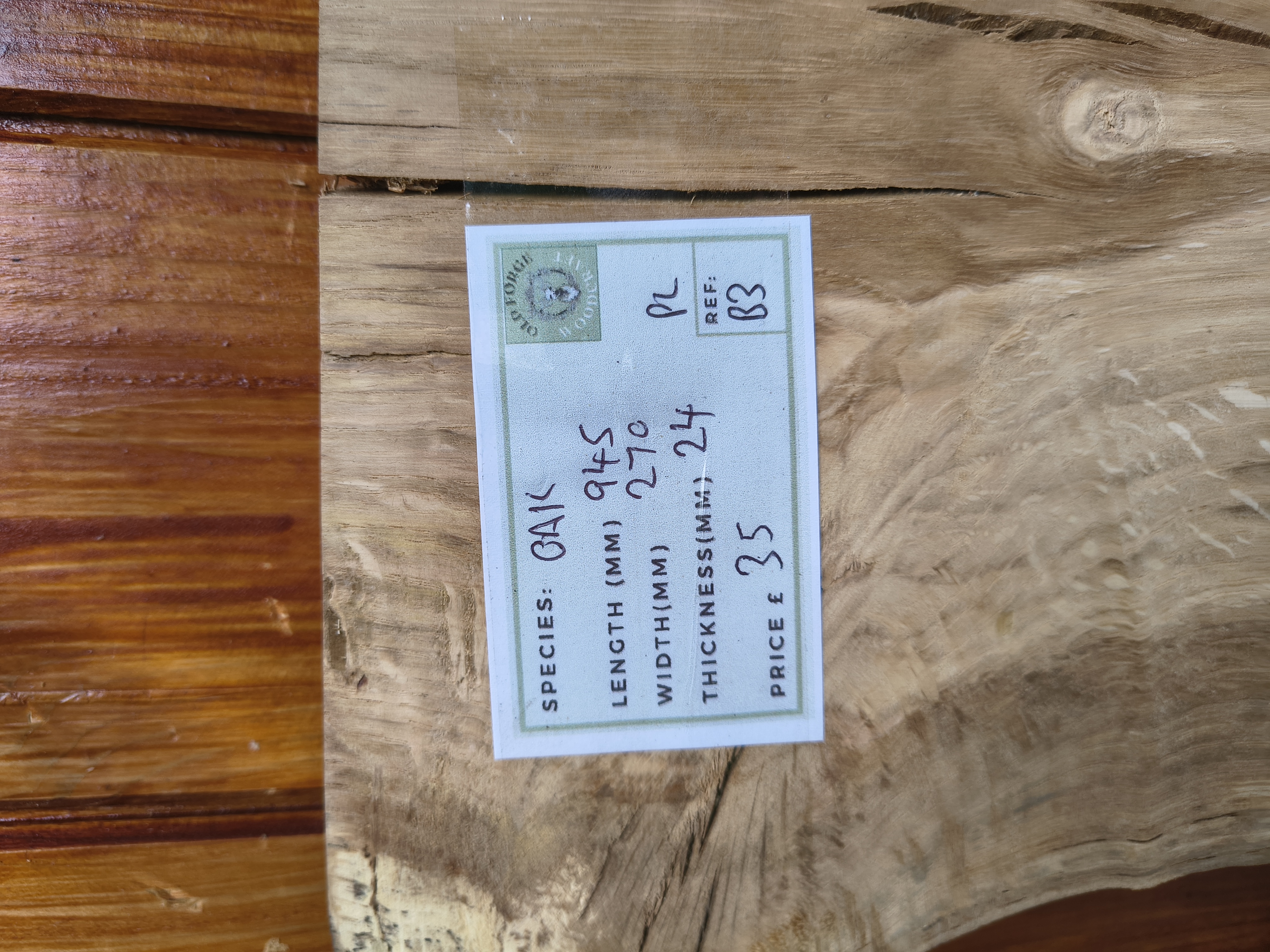 English Oak Air Dried Live Edge Timber Slabs / Boards - Batch B