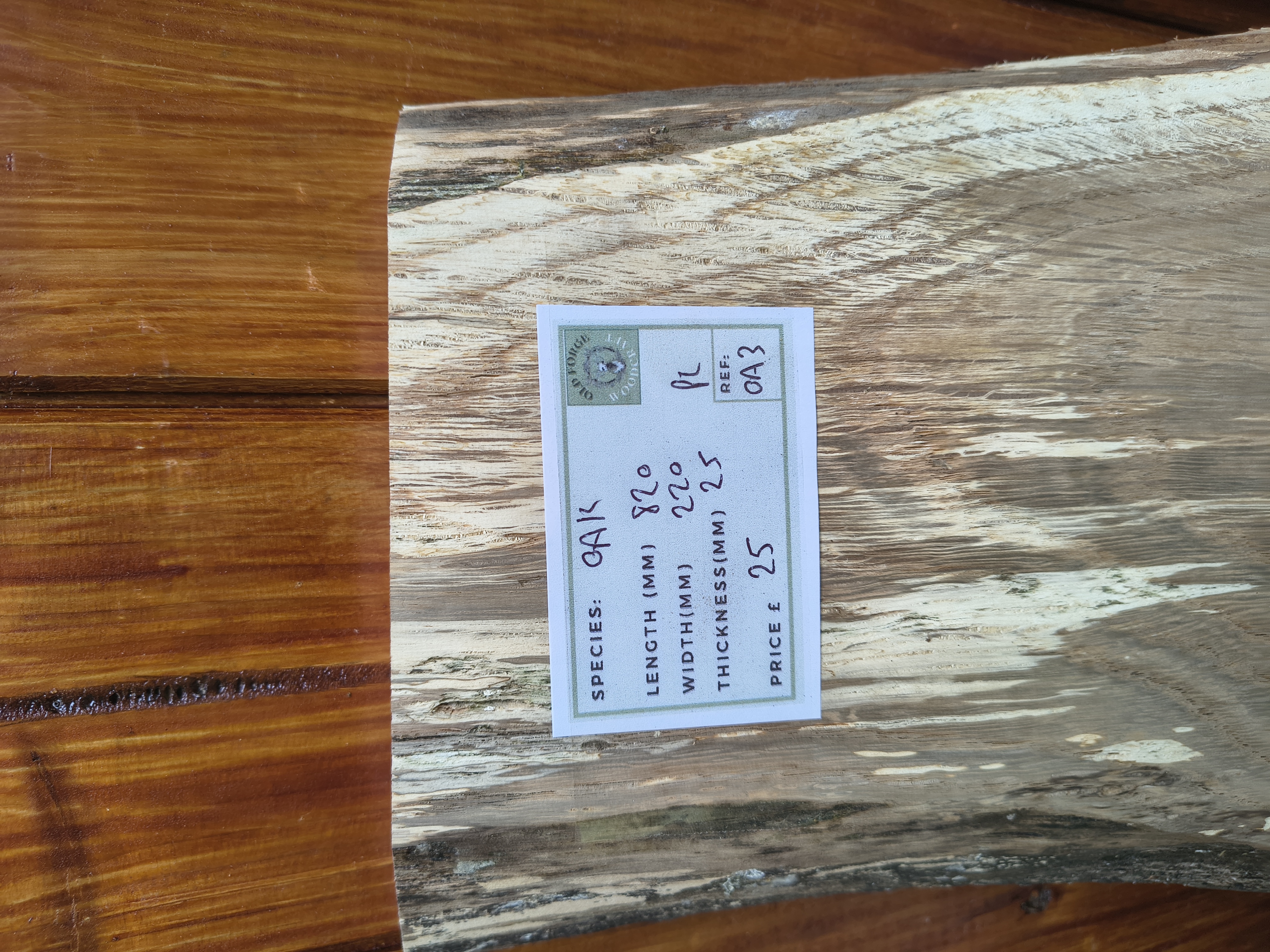 English Oak Air Dried Live Edge Timber Slabs / Boards - Batch OA