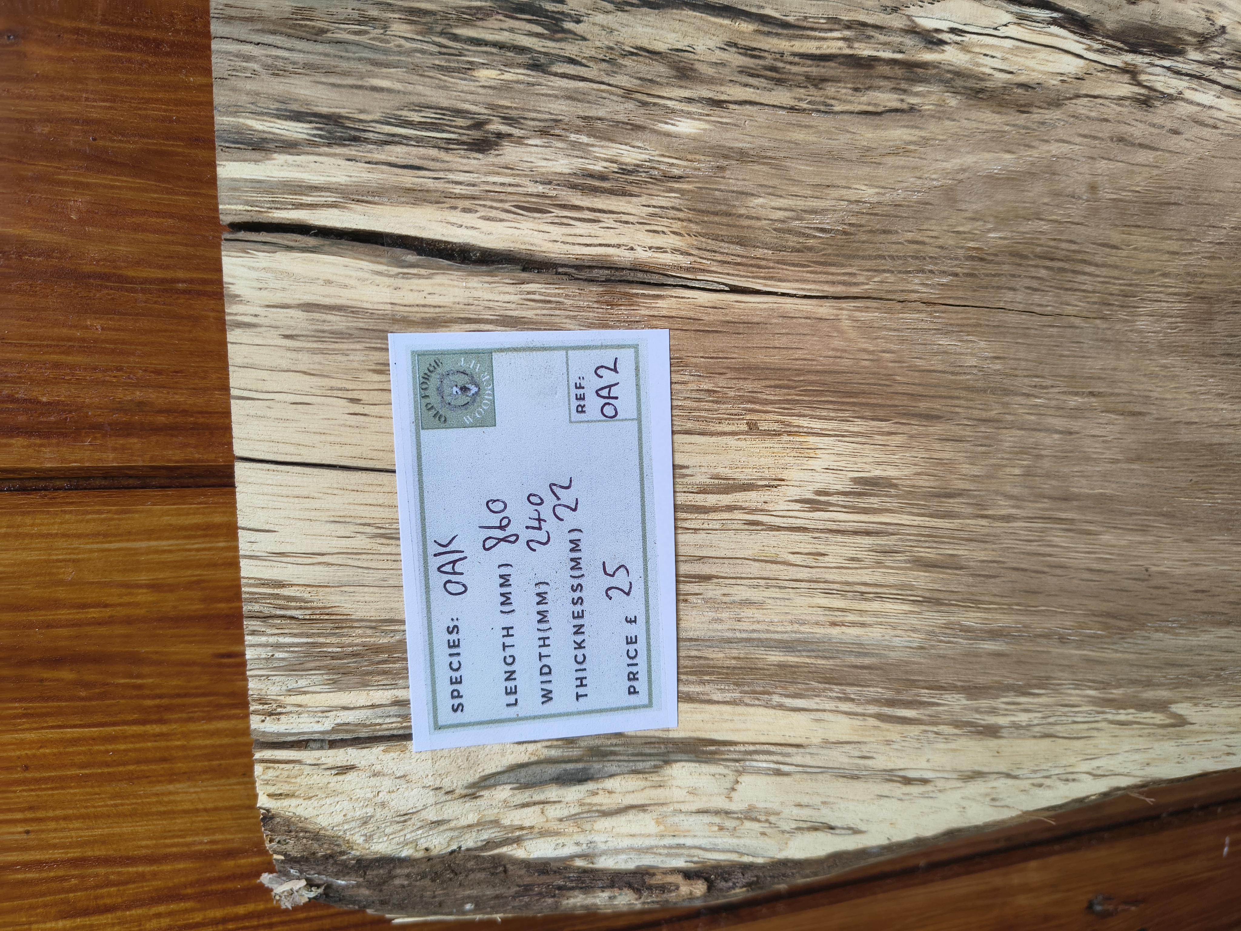 English Oak Air Dried Live Edge Timber Slabs / Boards - Batch OA