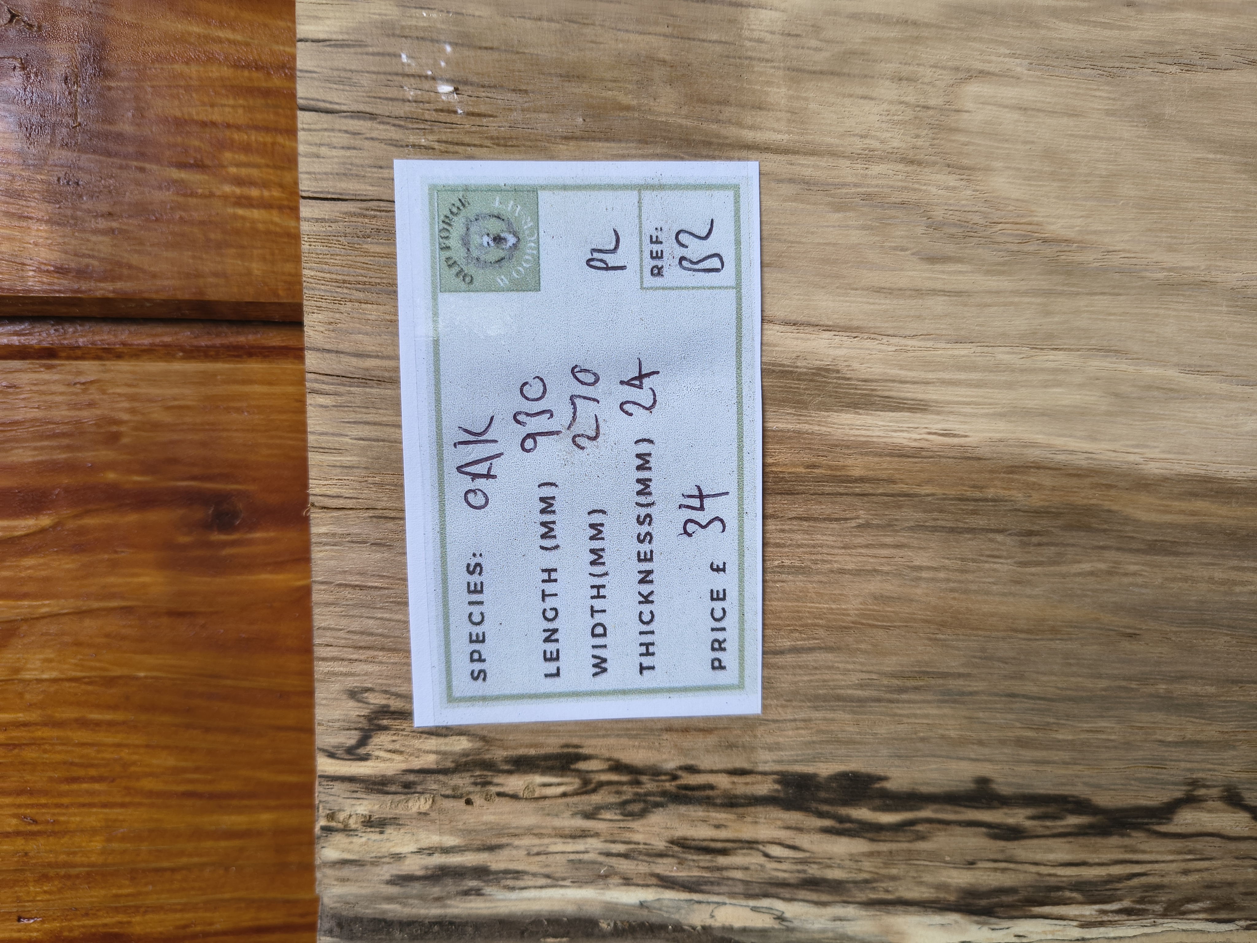 English Oak Air Dried Live Edge Timber Slabs / Boards - Batch B