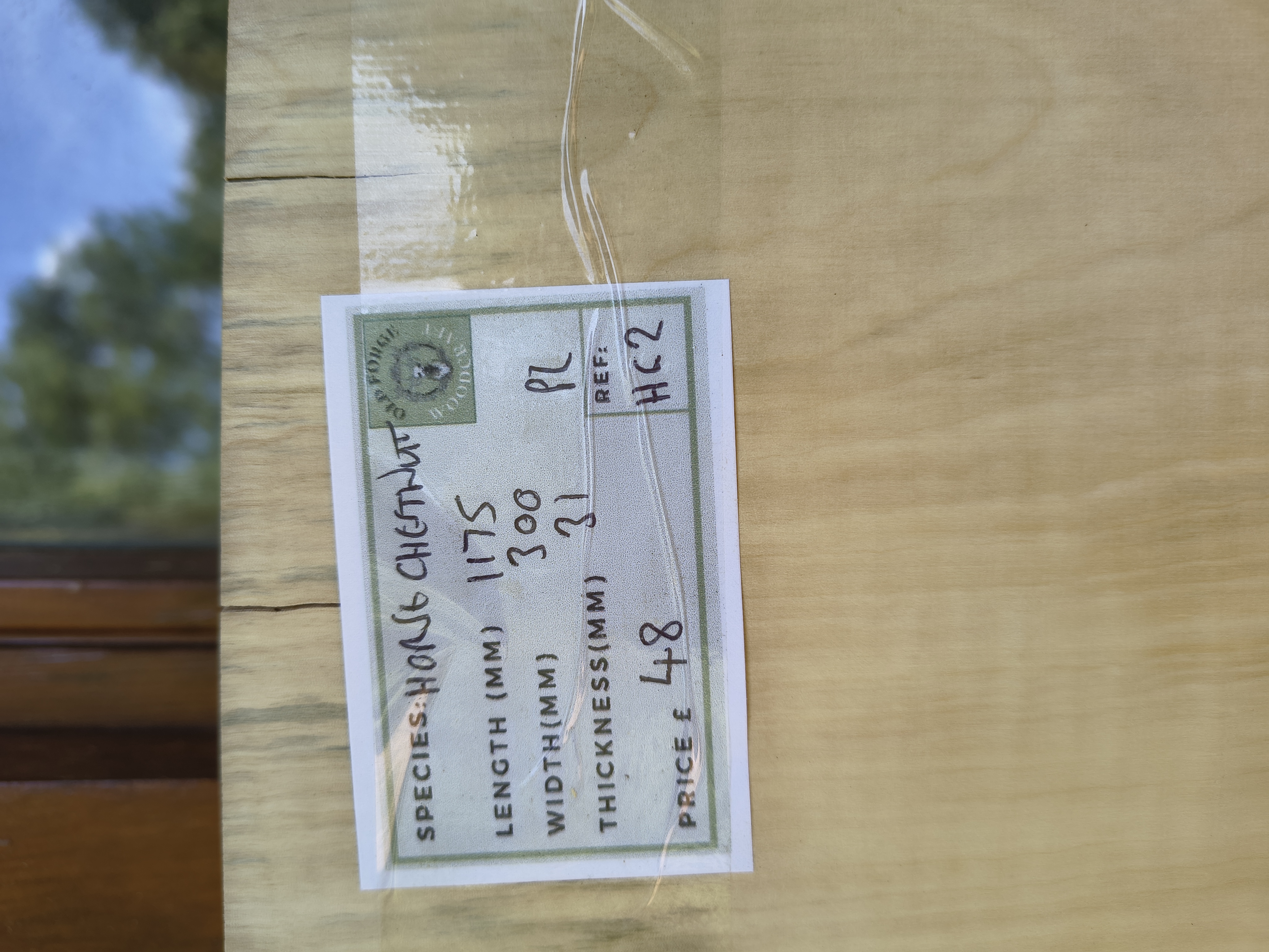 English Horse Chestnut - Batch HC - Air Dried Live Edge Timber Board / Wood / Shelf - Planed