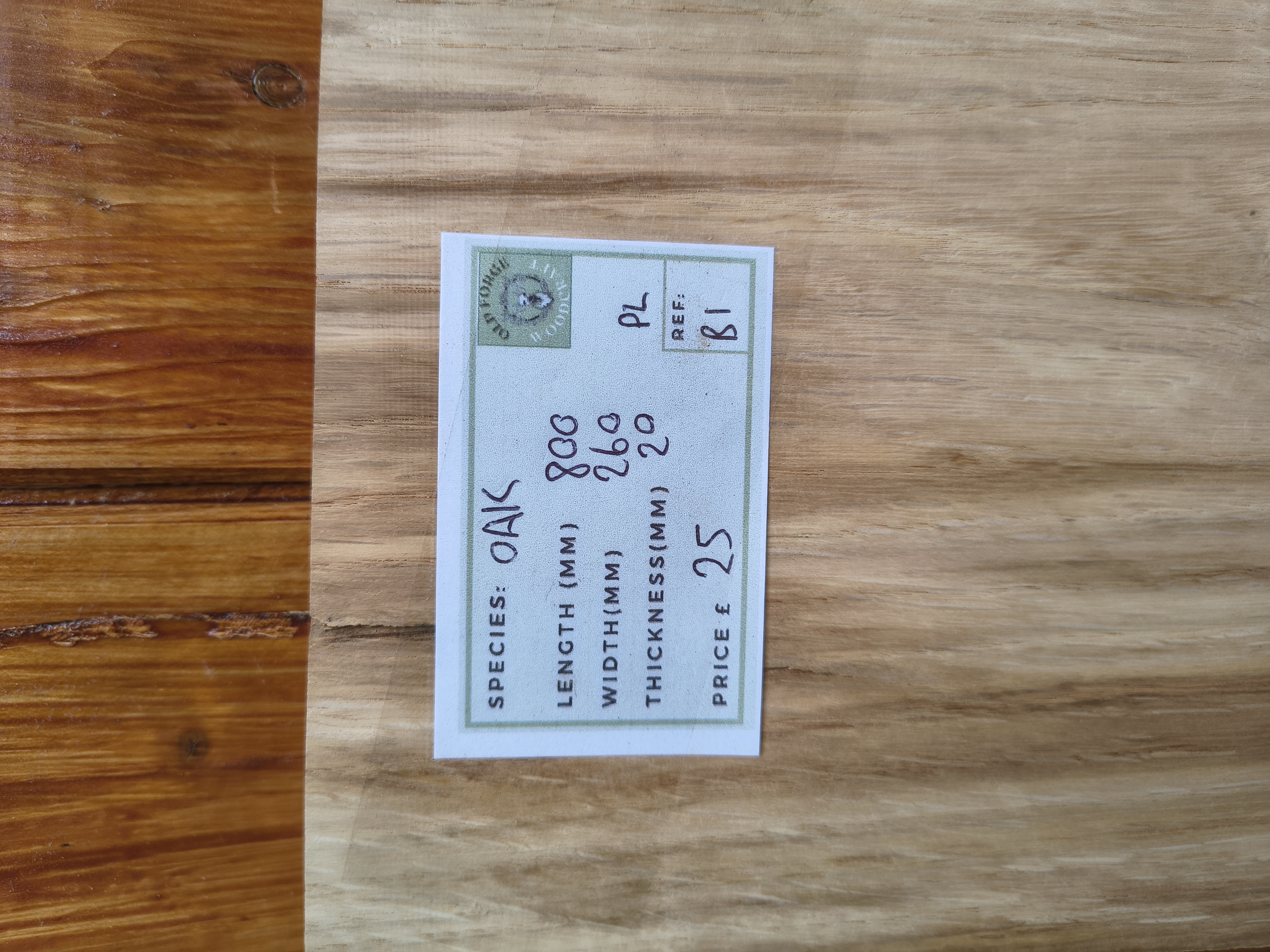 English Oak Air Dried Live Edge Timber Slabs / Boards - Batch B