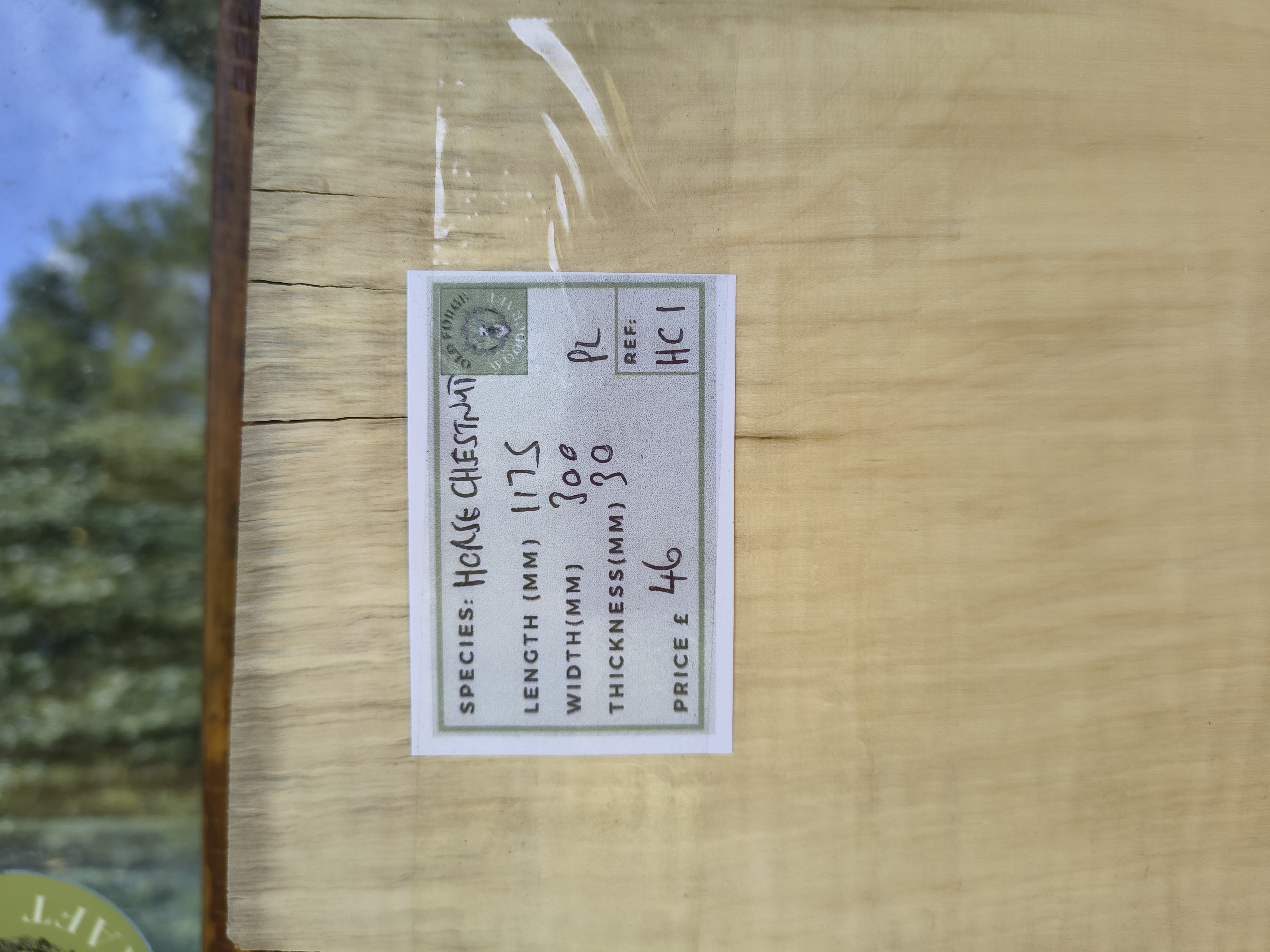 English Horse Chestnut - Batch HC - Air Dried Live Edge Timber Board / Wood / Shelf - Planed
