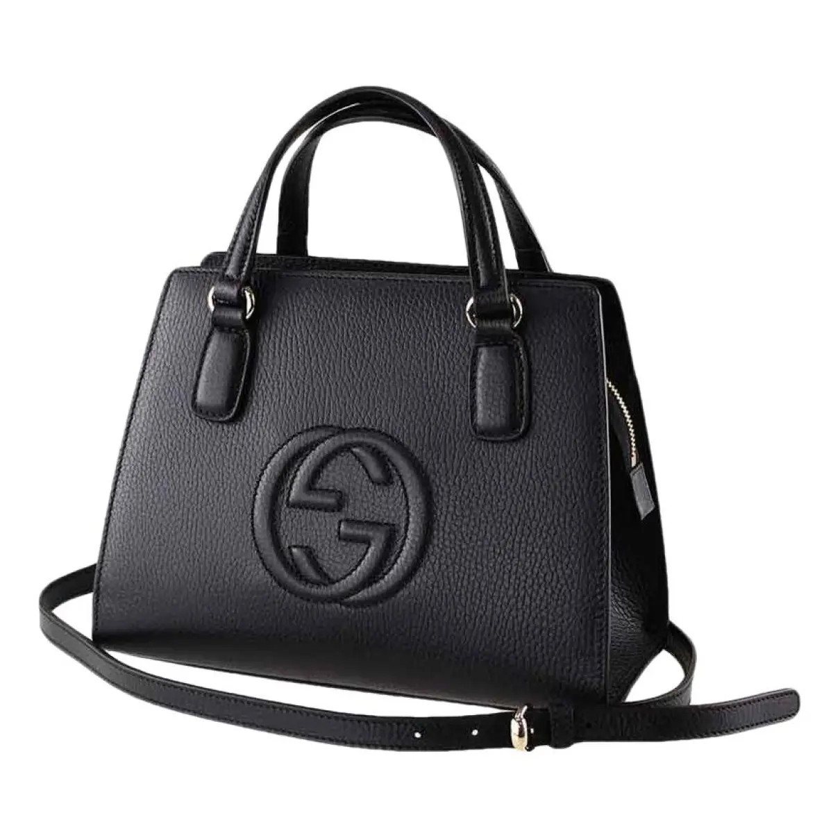 Gucci Soho Leather Satchel tote Structured Black Shoulder Bag New