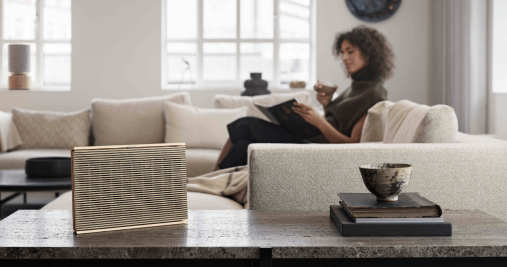 Bang & Olufsen Beosound Level Portable Wi-Fi Multiroom Speaker, Gold Tone/Light Oak