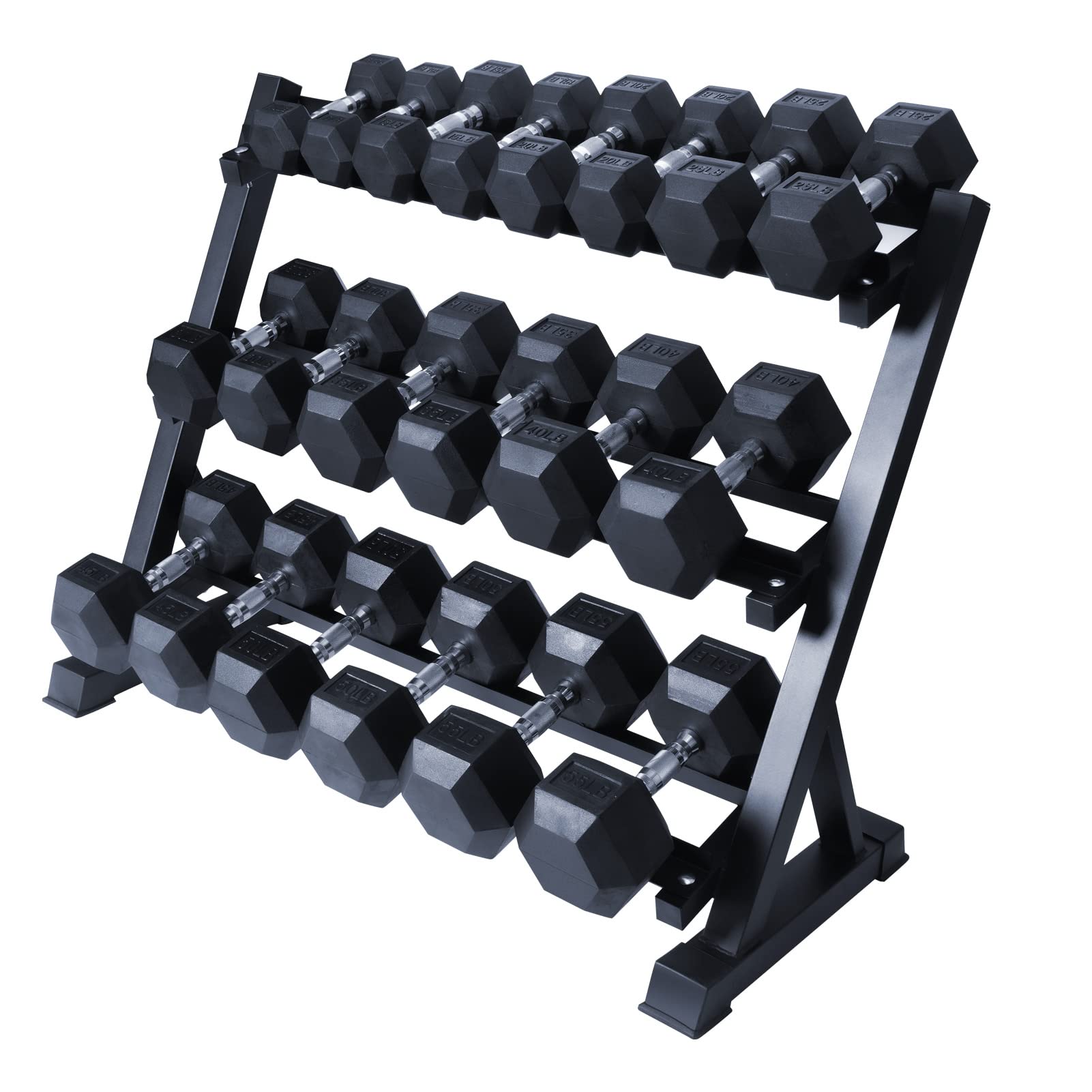 RITFIT 300/350/450/200/210 LB Rubber Hex Dumbbells Set with Optional Dumbbell Rack, Multi Weight Set to Choose, Ideal for Home Gym and Fitness