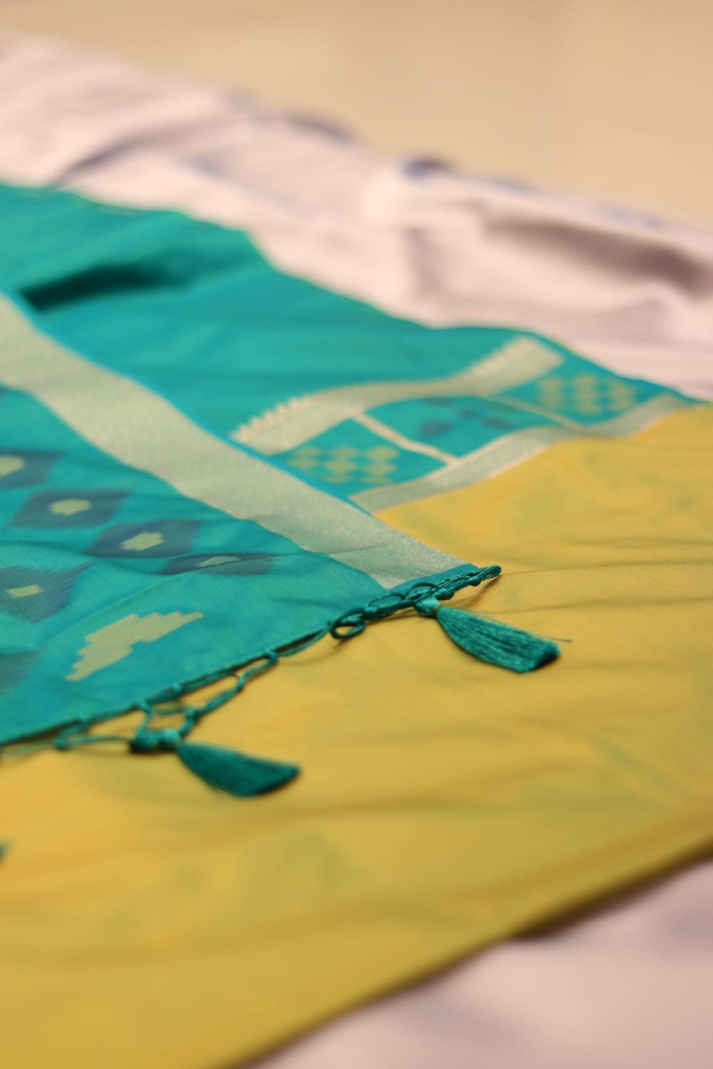 Ikkat Green Silk Saree