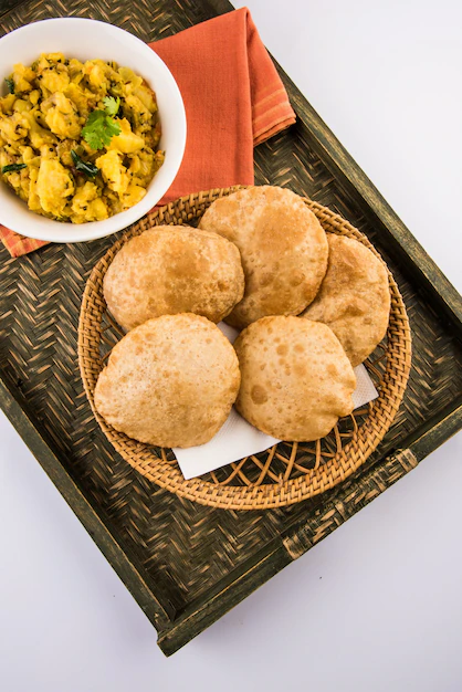 5peace Puri with Aloo Bhaji