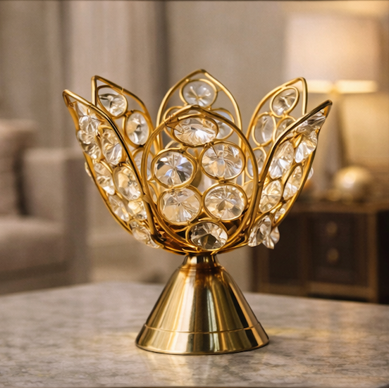 Crystal Studded Lotus Lamp