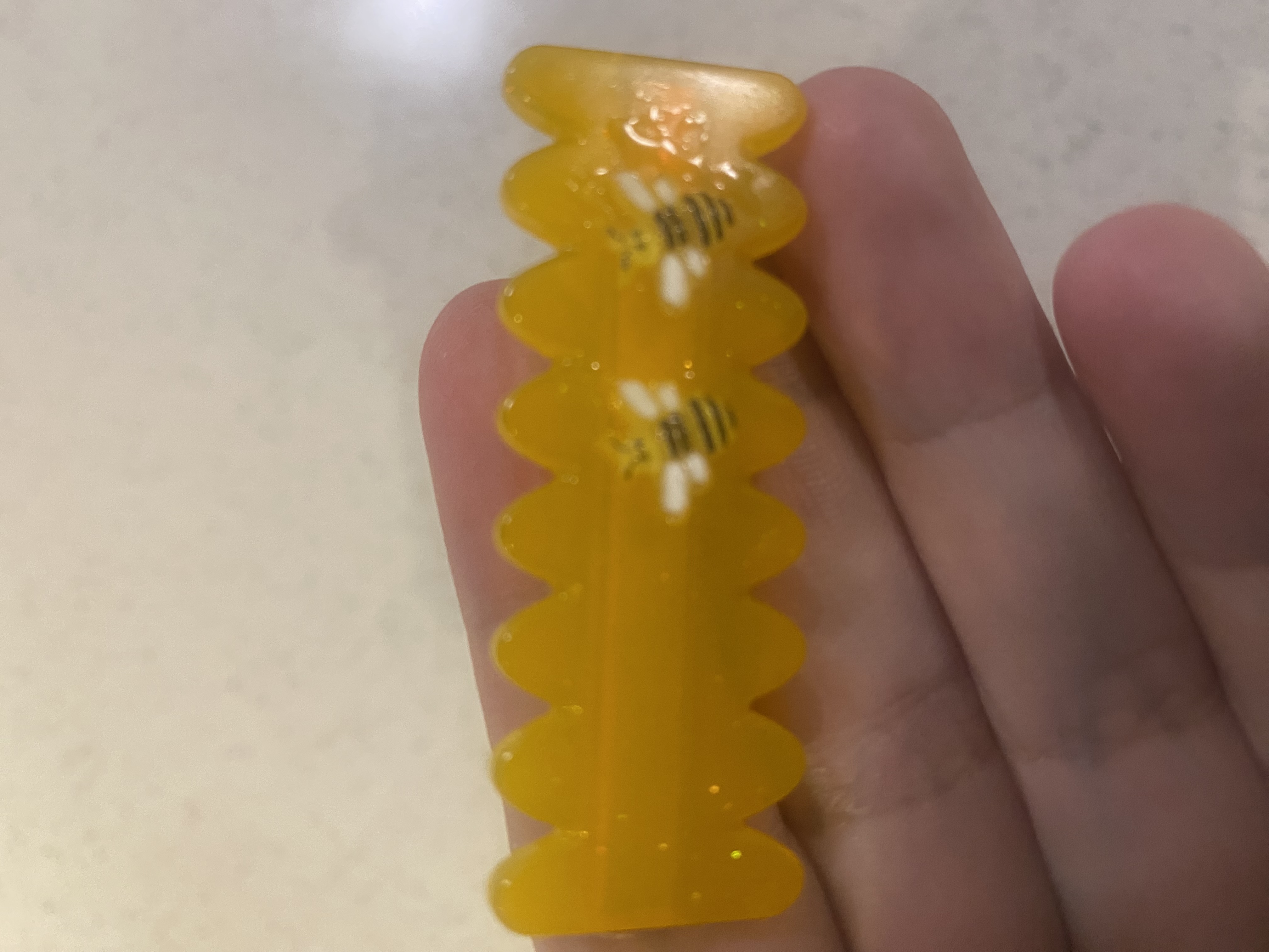 Yellow Resin Zigzag Hair Clip with Ladybug