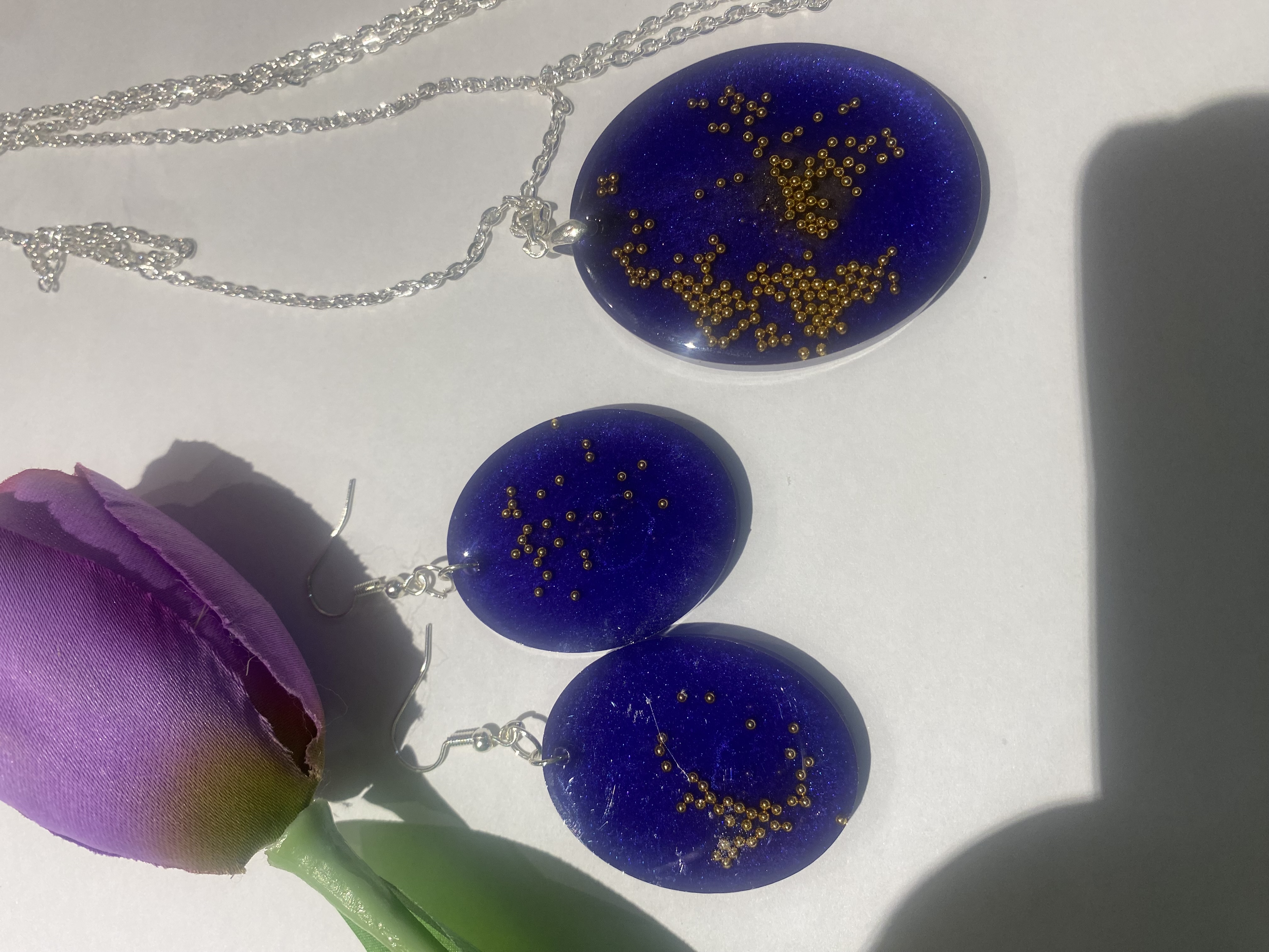 Blue resin jewelry set