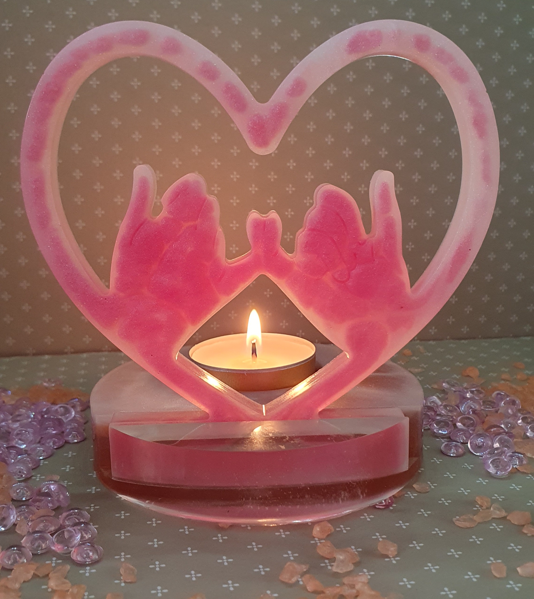 Suporte para vela de coração