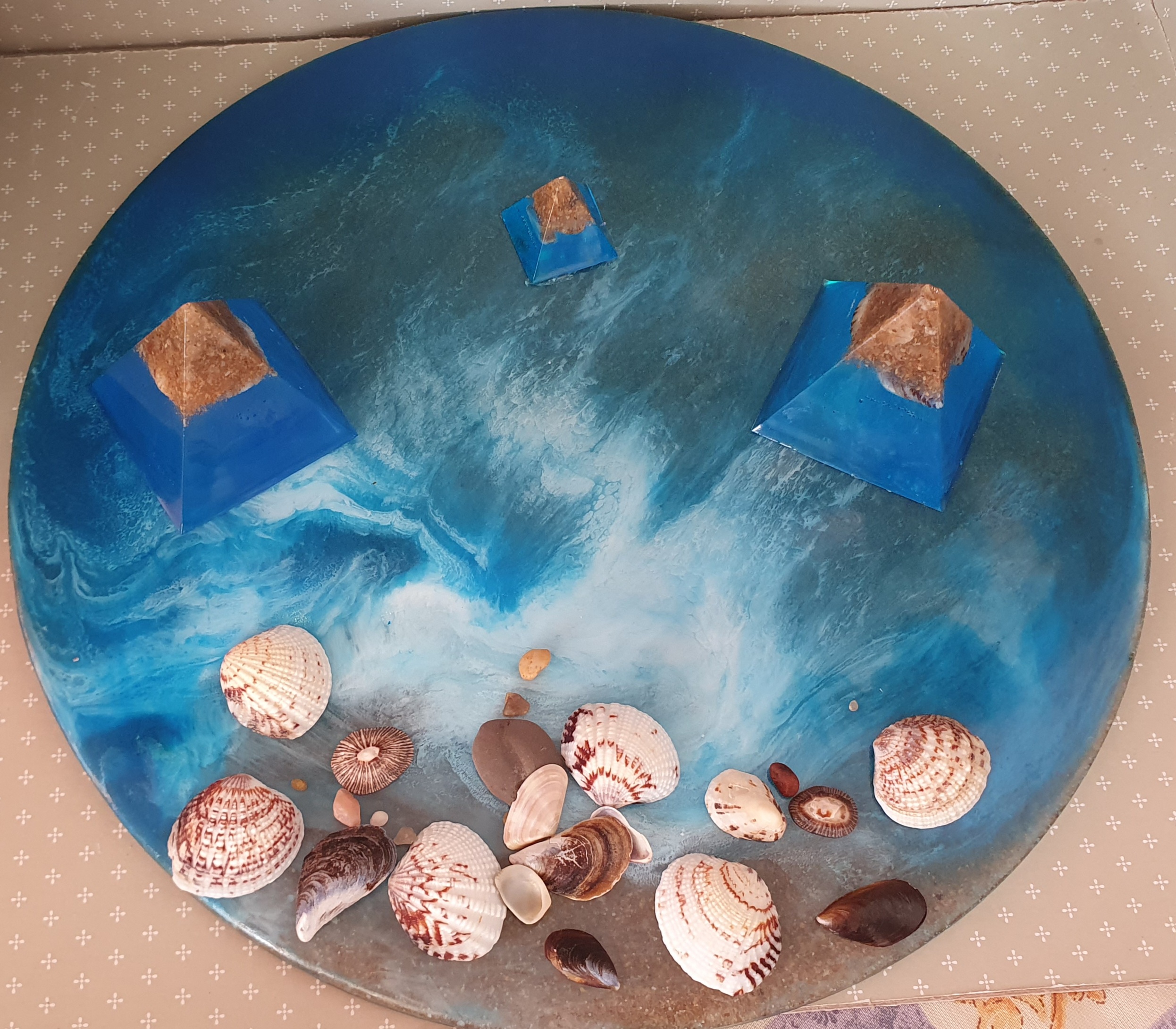 Bandeja decorativa efeito mar