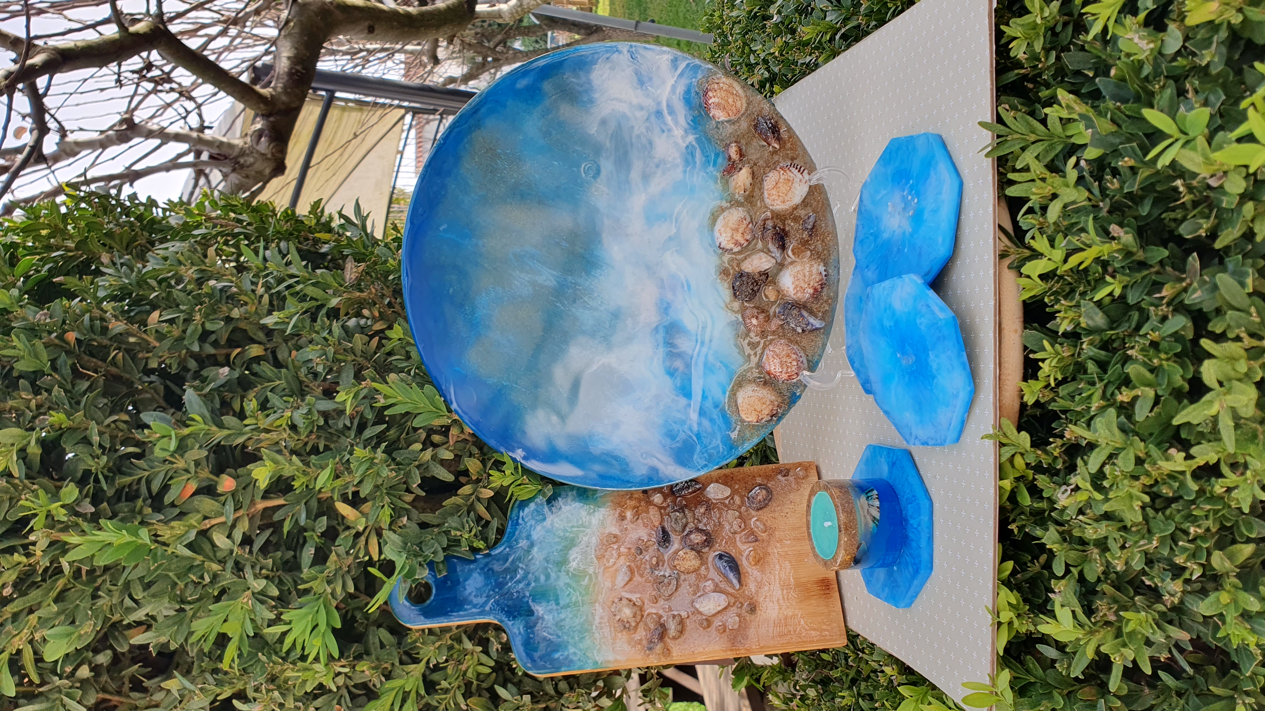 Bandeja decorativa efeito mar