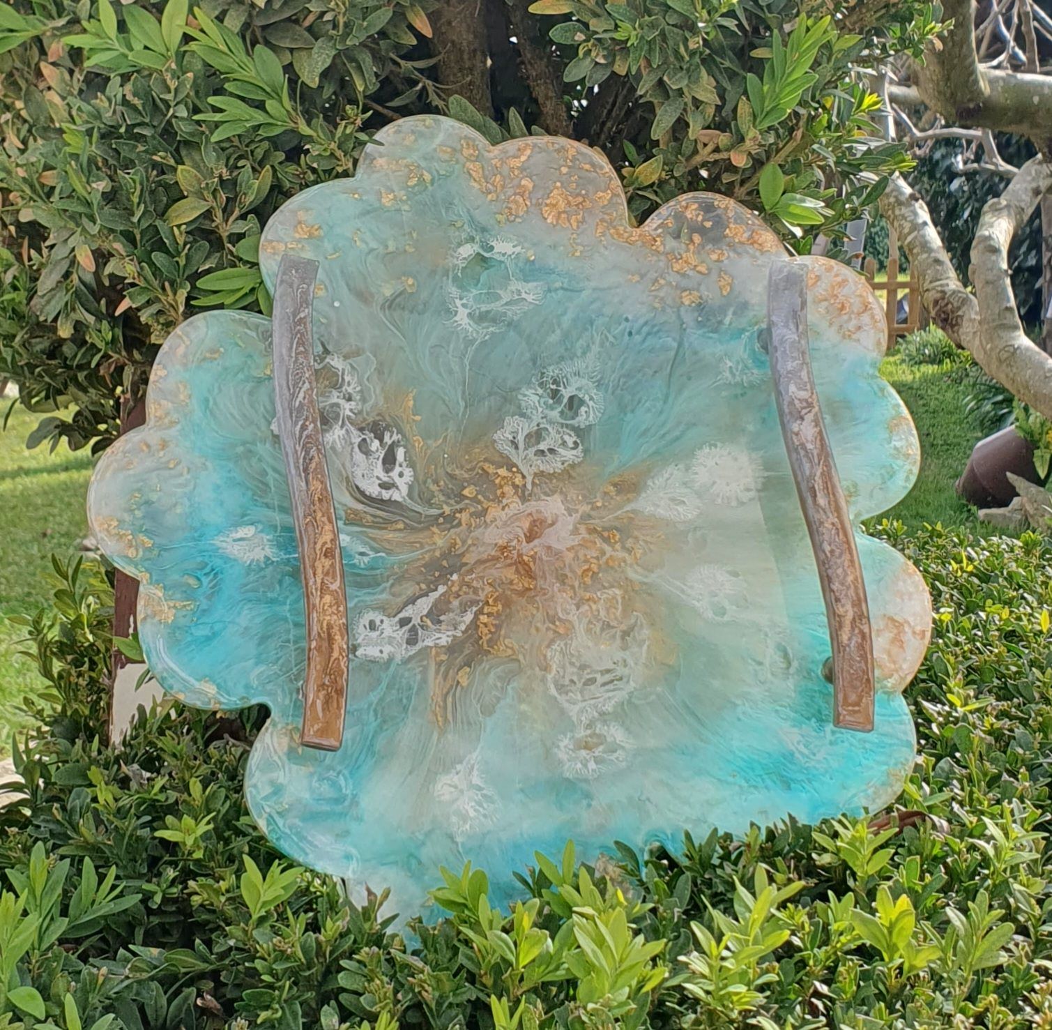 Bandeja decorativa de resina