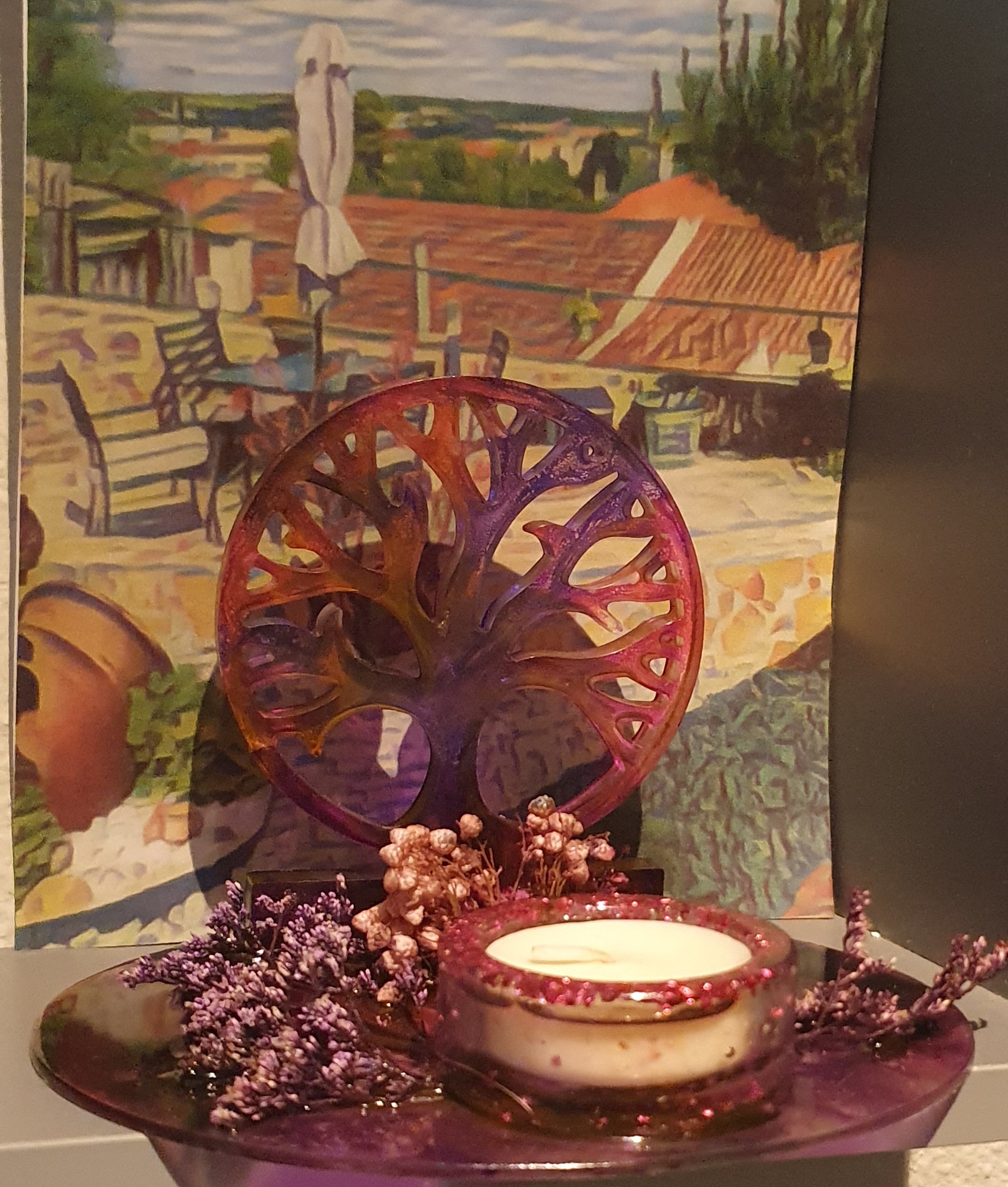 Suporte para velas com tema de árvore