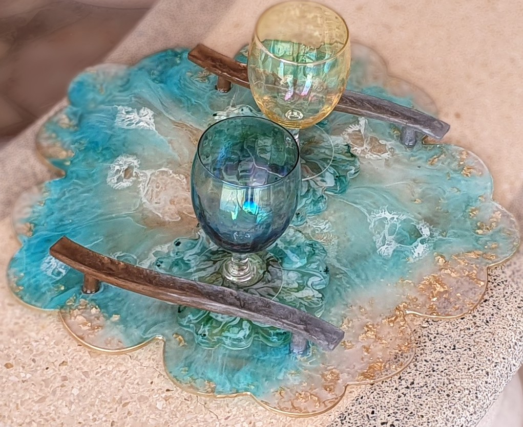 Bandeja decorativa de resina