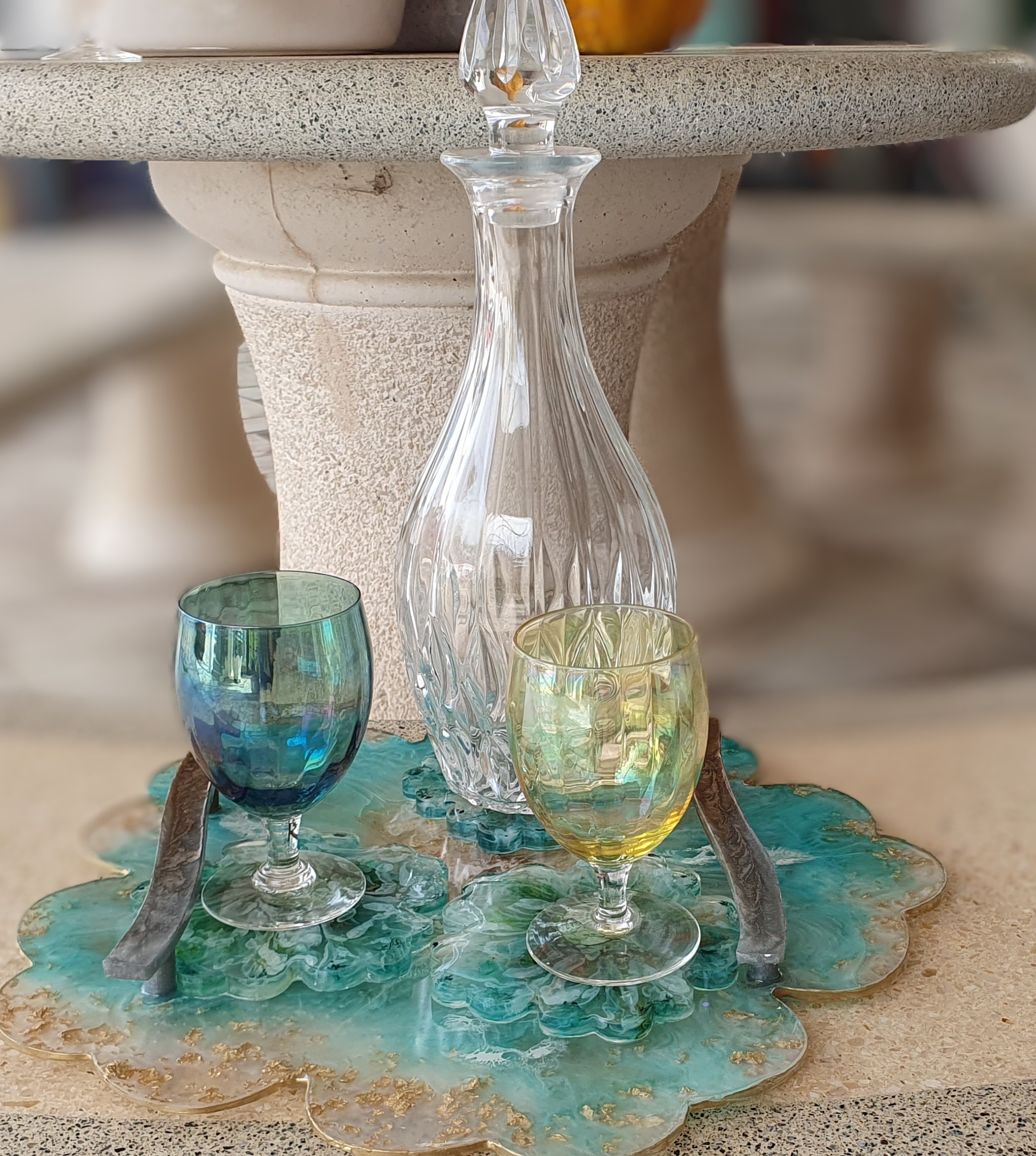 Bandeja decorativa de resina