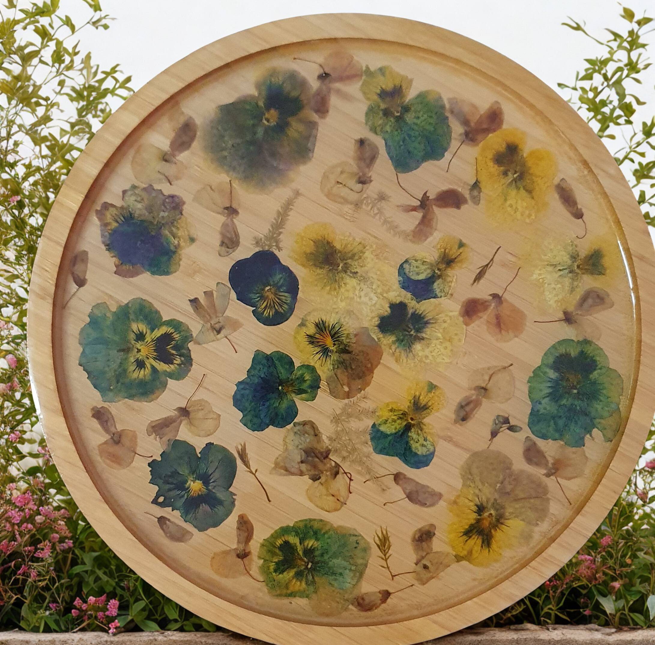 Bandeja Decorativa com Flores Naturais