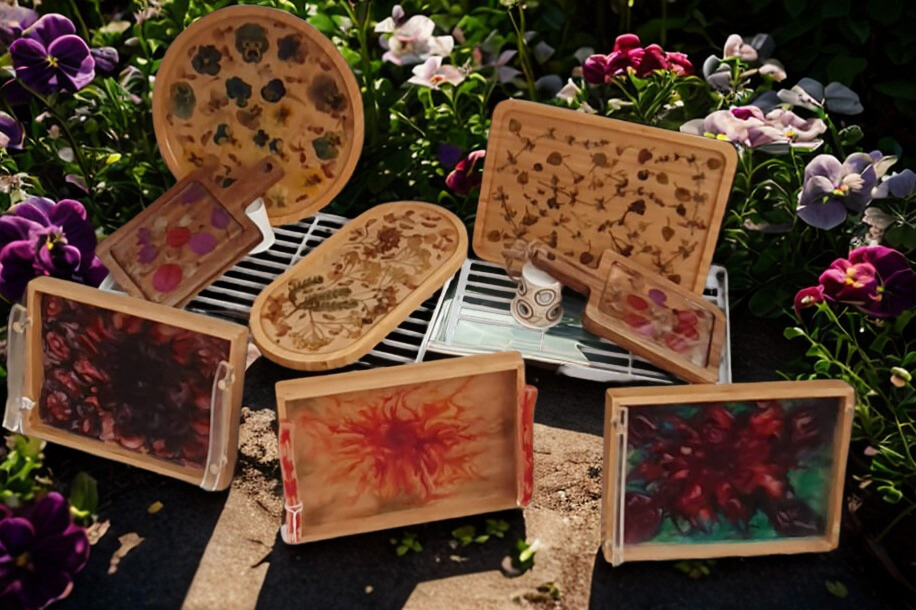 Tabuleiro decorativo de bambu