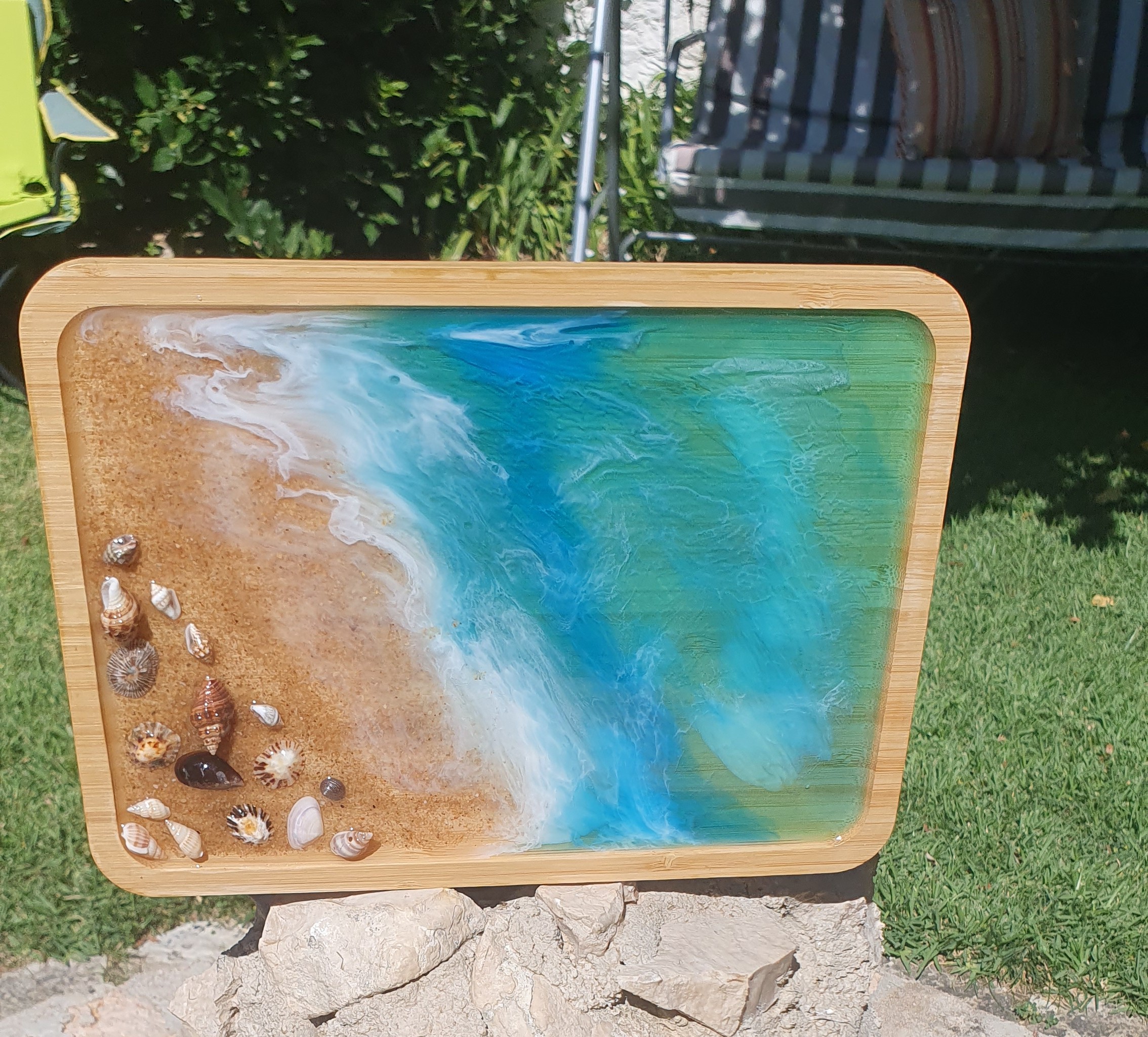 Bandeja Decorativa com Arte de Praia