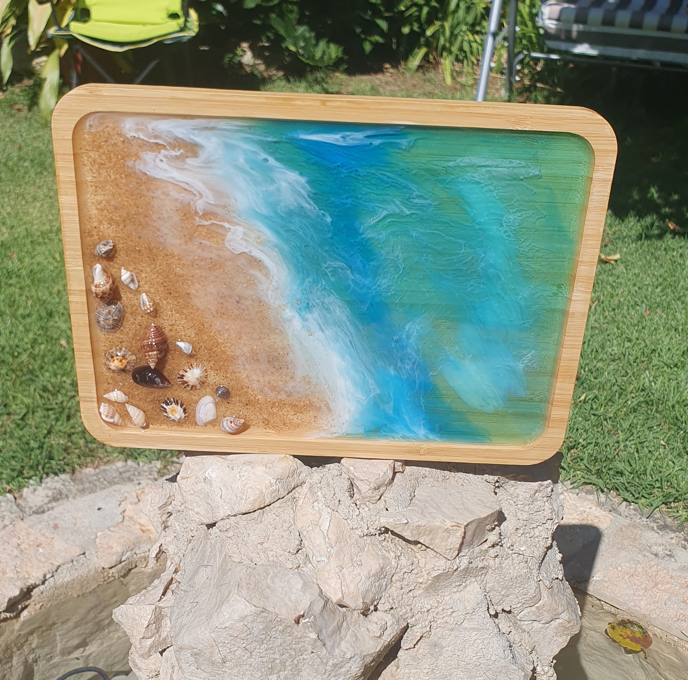 Bandeja Decorativa com Arte de Praia