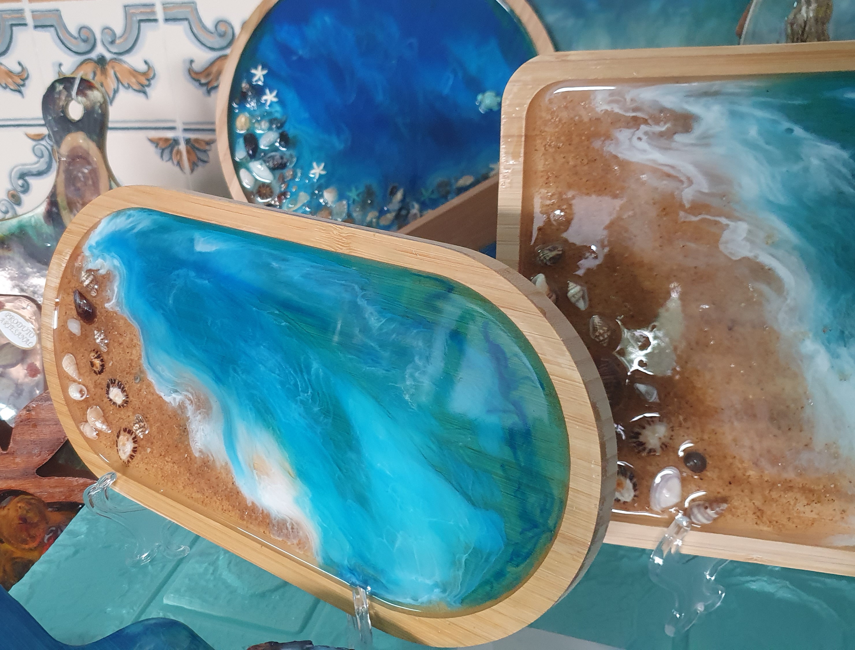 Bandeja Decorativa Oceano em Resina