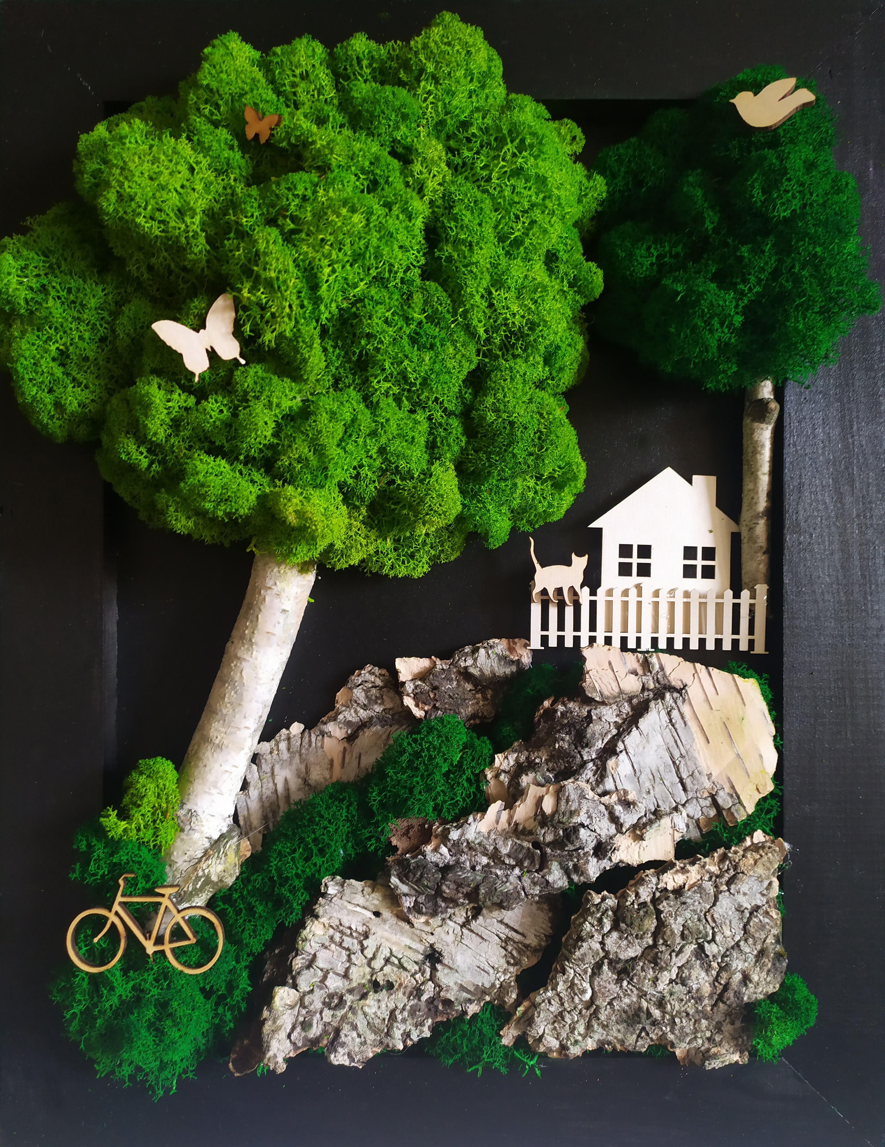 Obraz 30x40cm, Kompozycja mech chrobotek PREMIUM