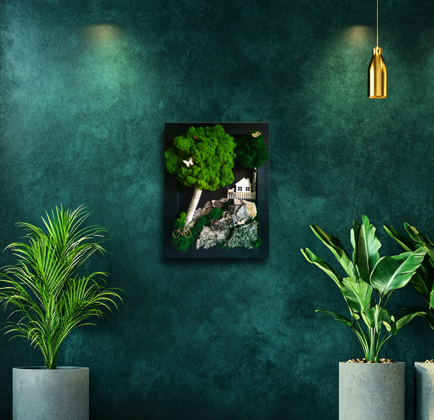 Obraz 30x40cm, Kompozycja mech chrobotek PREMIUM