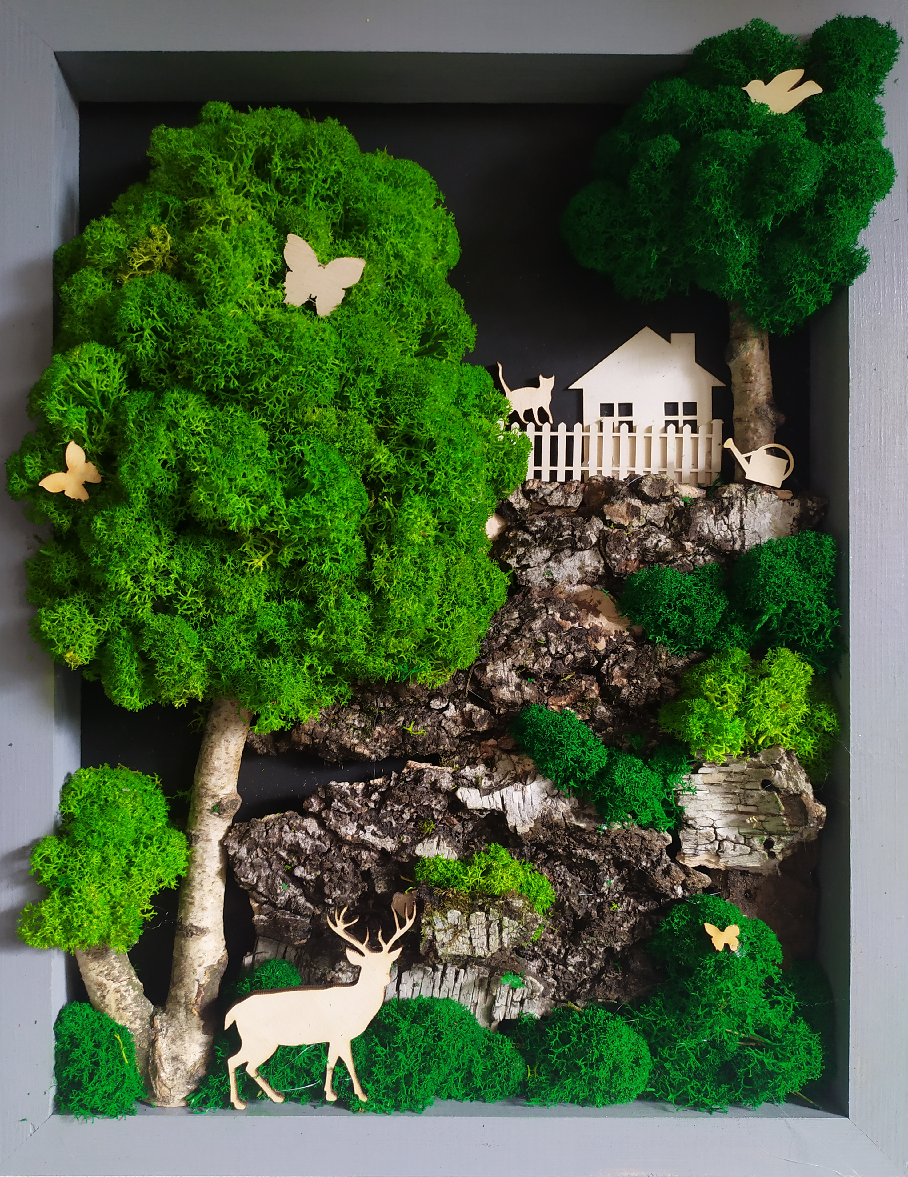 Obraz 30x40cm, Kompozycja mech chrobotek PREMIUM