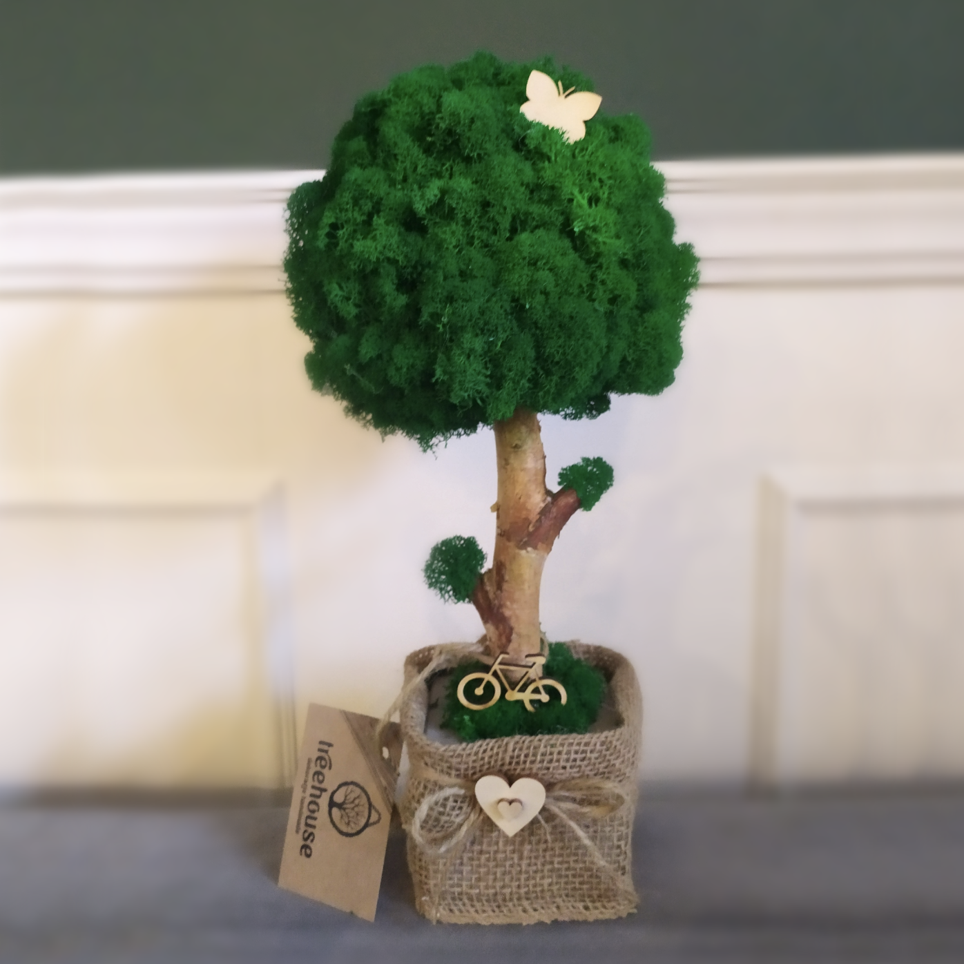 Drzewko z mchu w kwadratowej doniczce