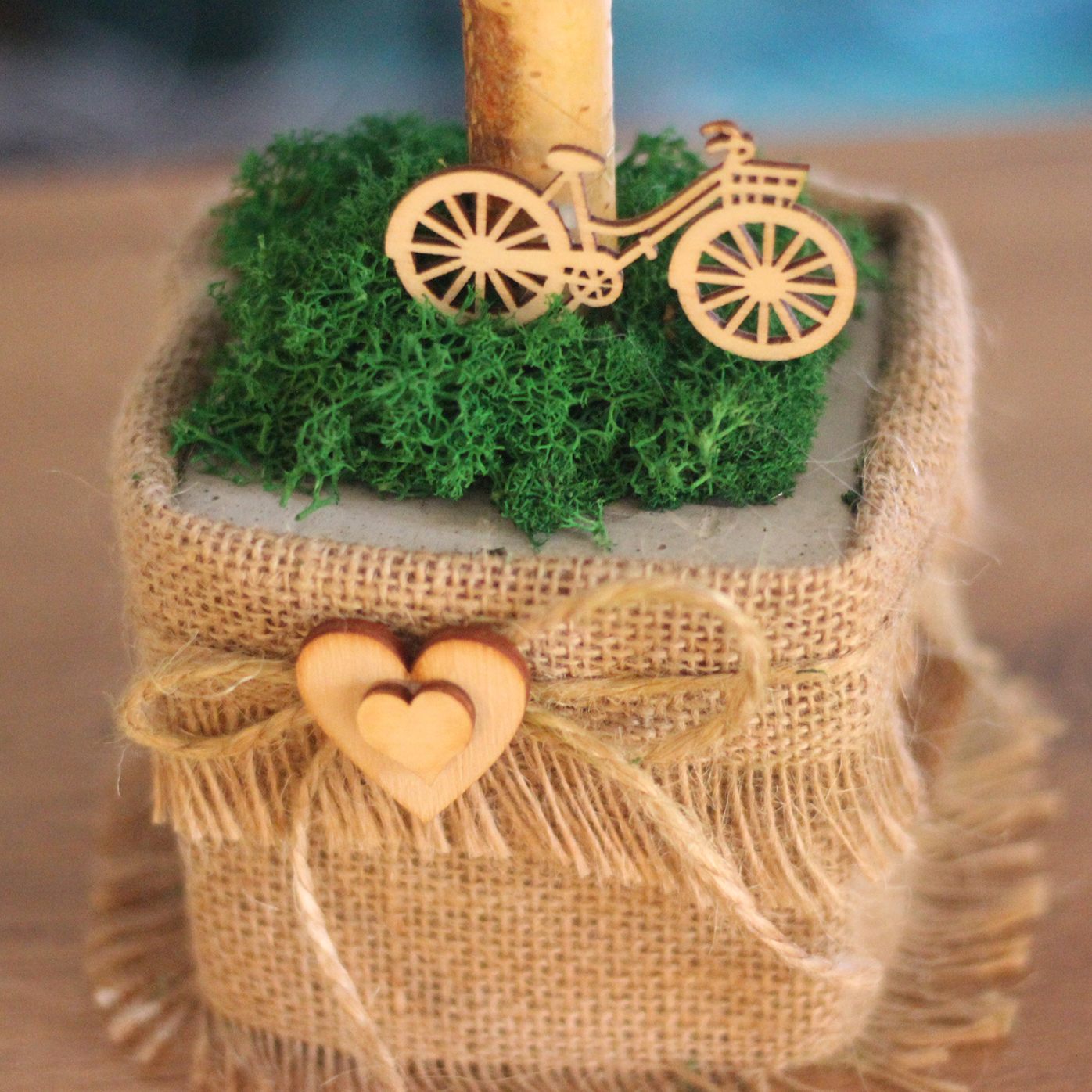 Drzewko z mchu w kwadratowej doniczce