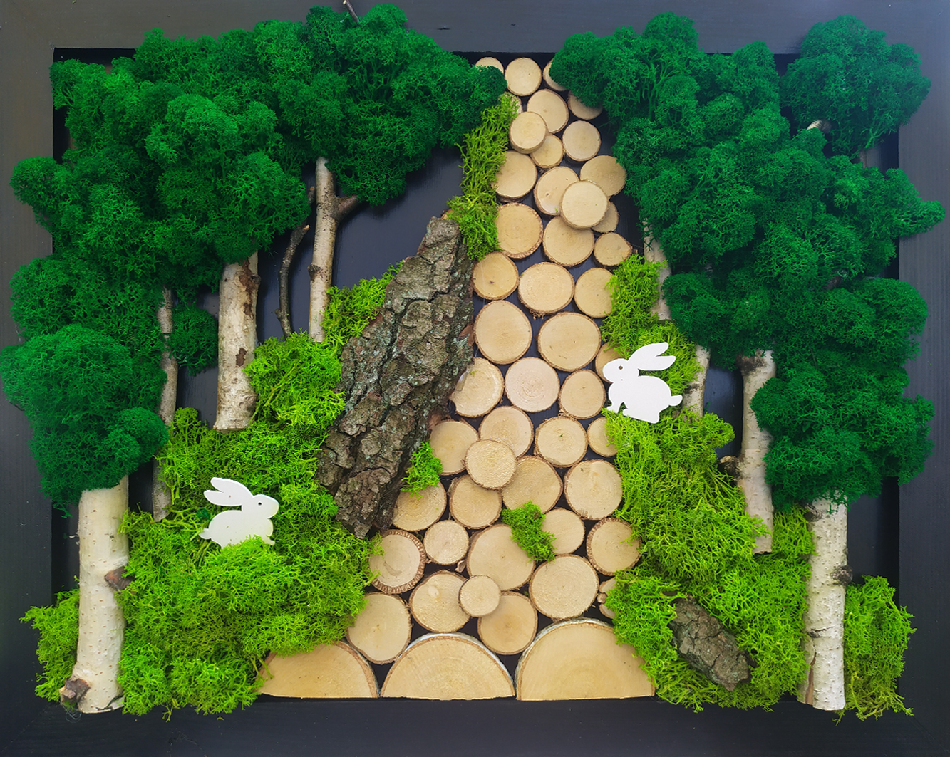 Obraz 50x40, kompozycja LAS z mchem chrobotkiem PREMIUM