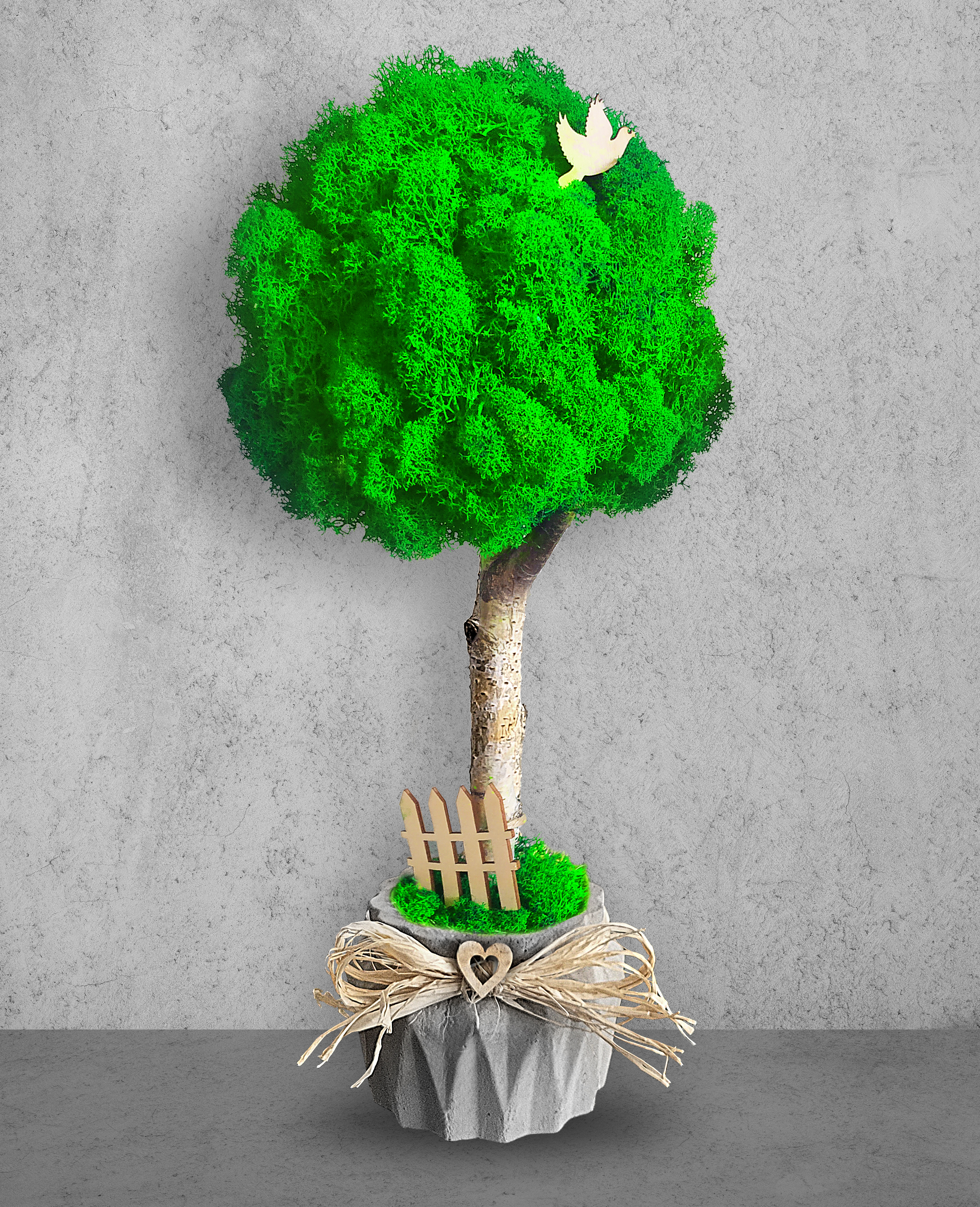 Drzewko z mchu w doniczce betonowej - Geometric