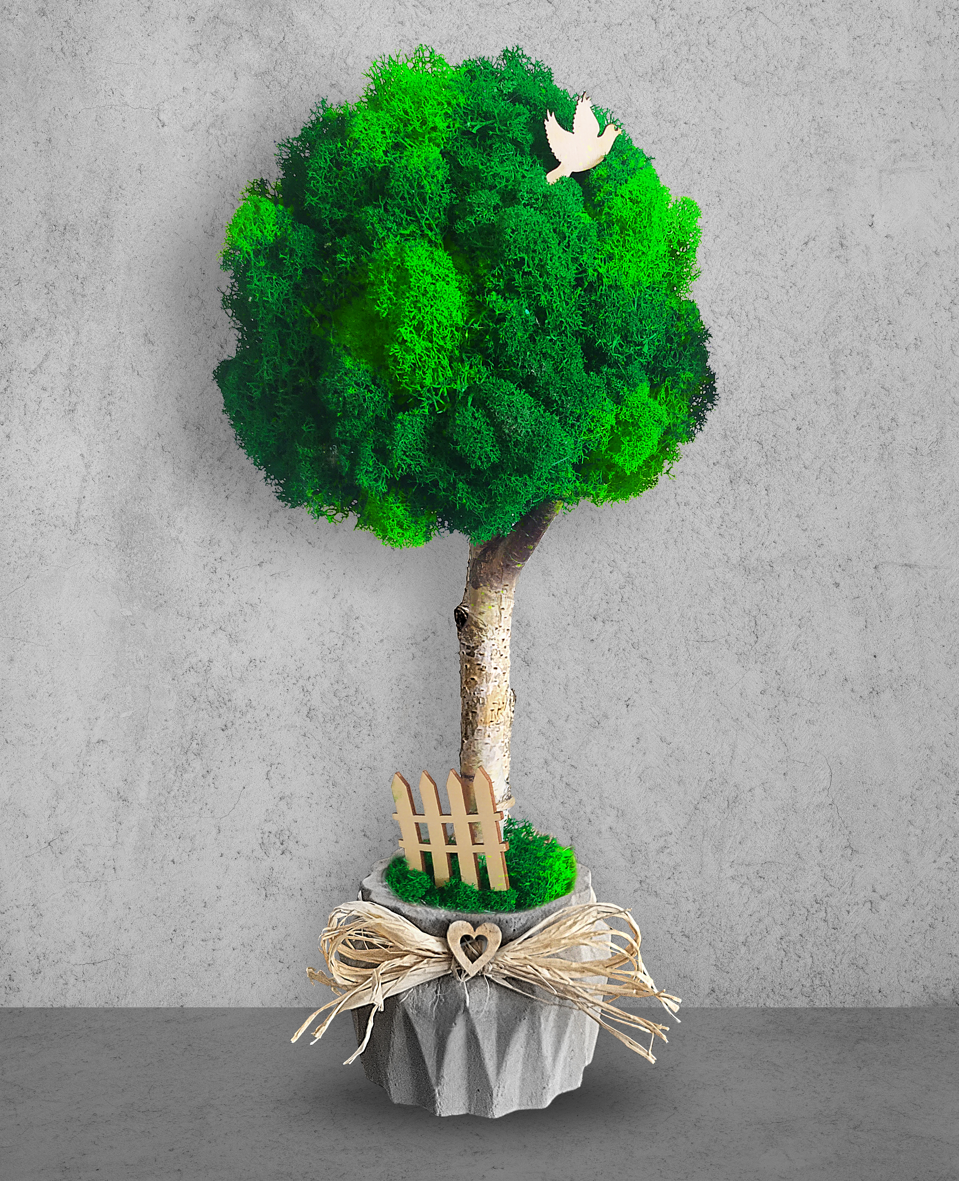 Drzewko z mchu w doniczce betonowej - Geometric