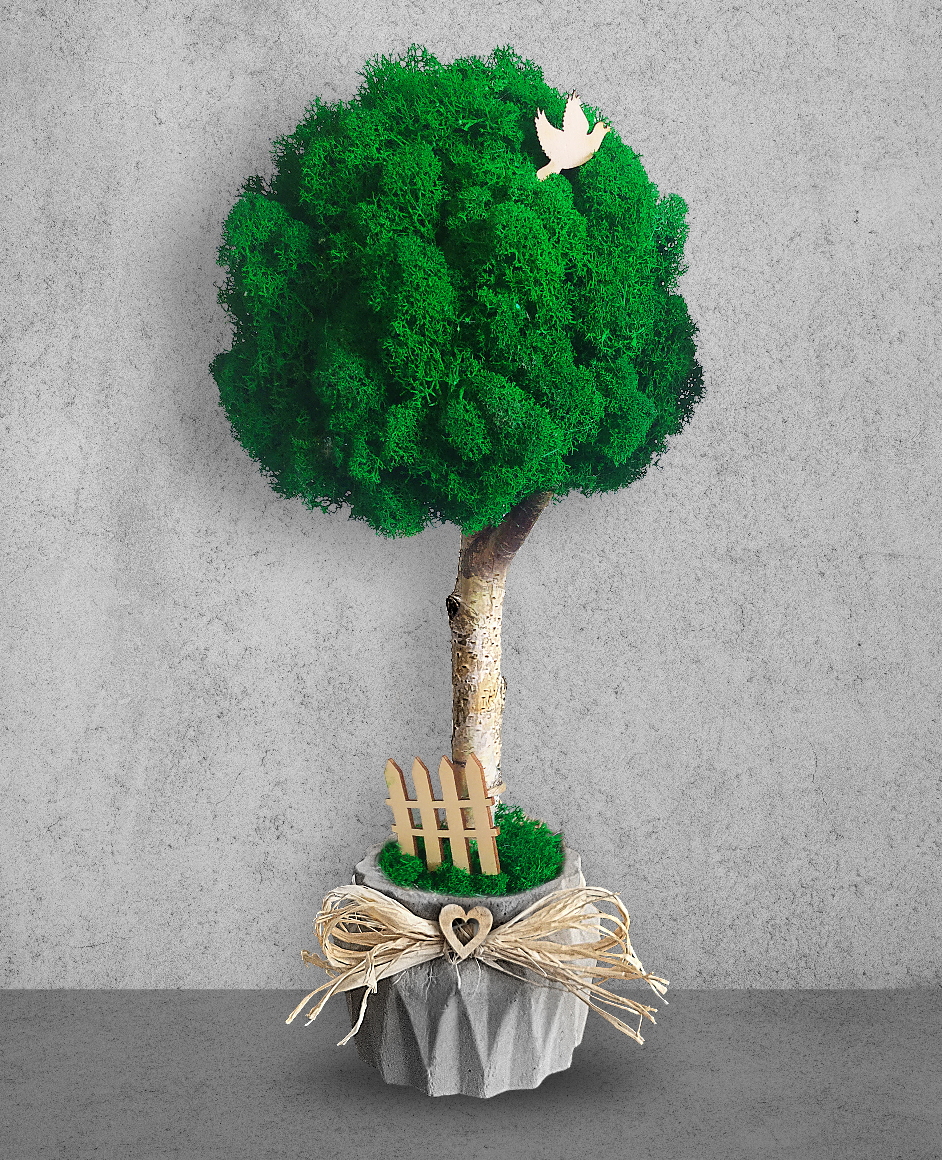 Drzewko z mchu w doniczce betonowej - Geometric