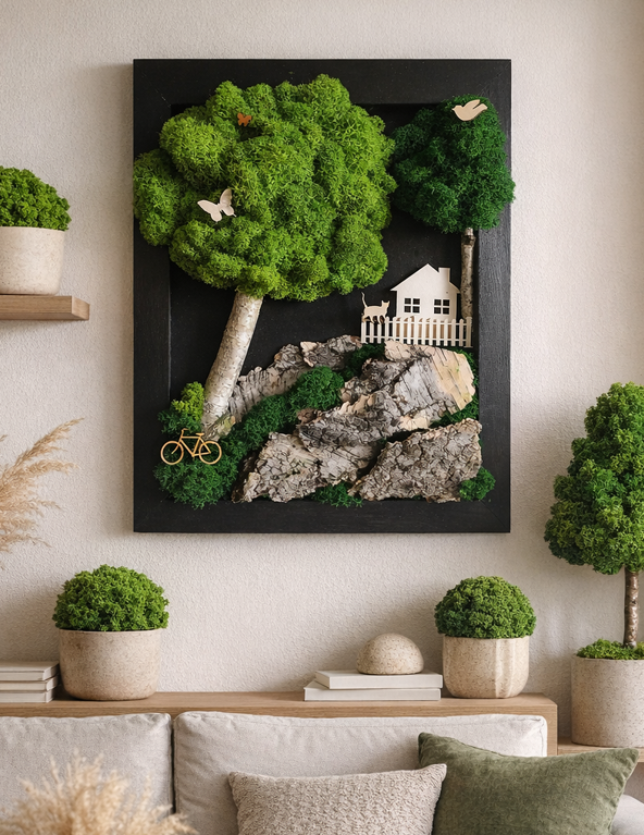 Obraz 30x40cm, Kompozycja mech chrobotek PREMIUM