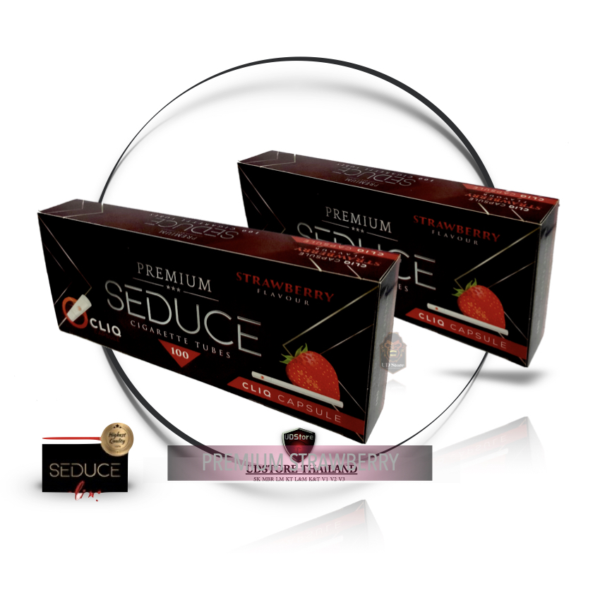 ก้นกรองมวนเปล่า เม็ดบีบ-SEDUCE  กลิ่น-สตร์อเบอรี่ กล่องบรรจุ 100 มวน