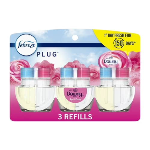 Febreze Plug In Air Freshener, Odor-Fighting Oil Refill, Downy April Fresh, 3 Refills