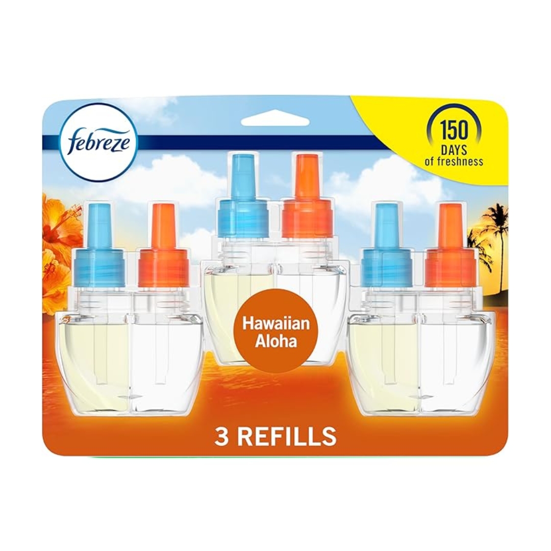 Febreze Fade Defy Plug Air Freshener Warmer Refill, Hawaiian Aloha Scent, 0.87 fl. oz., 3/Pack