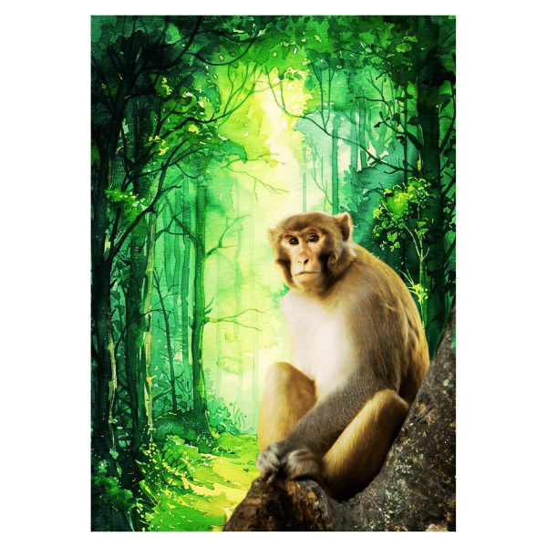 Red Faced Monkey Framed