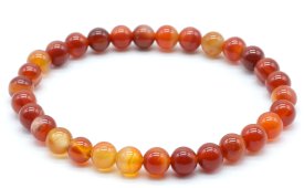 Bracelet Cornaline Rubanée perles 6mm