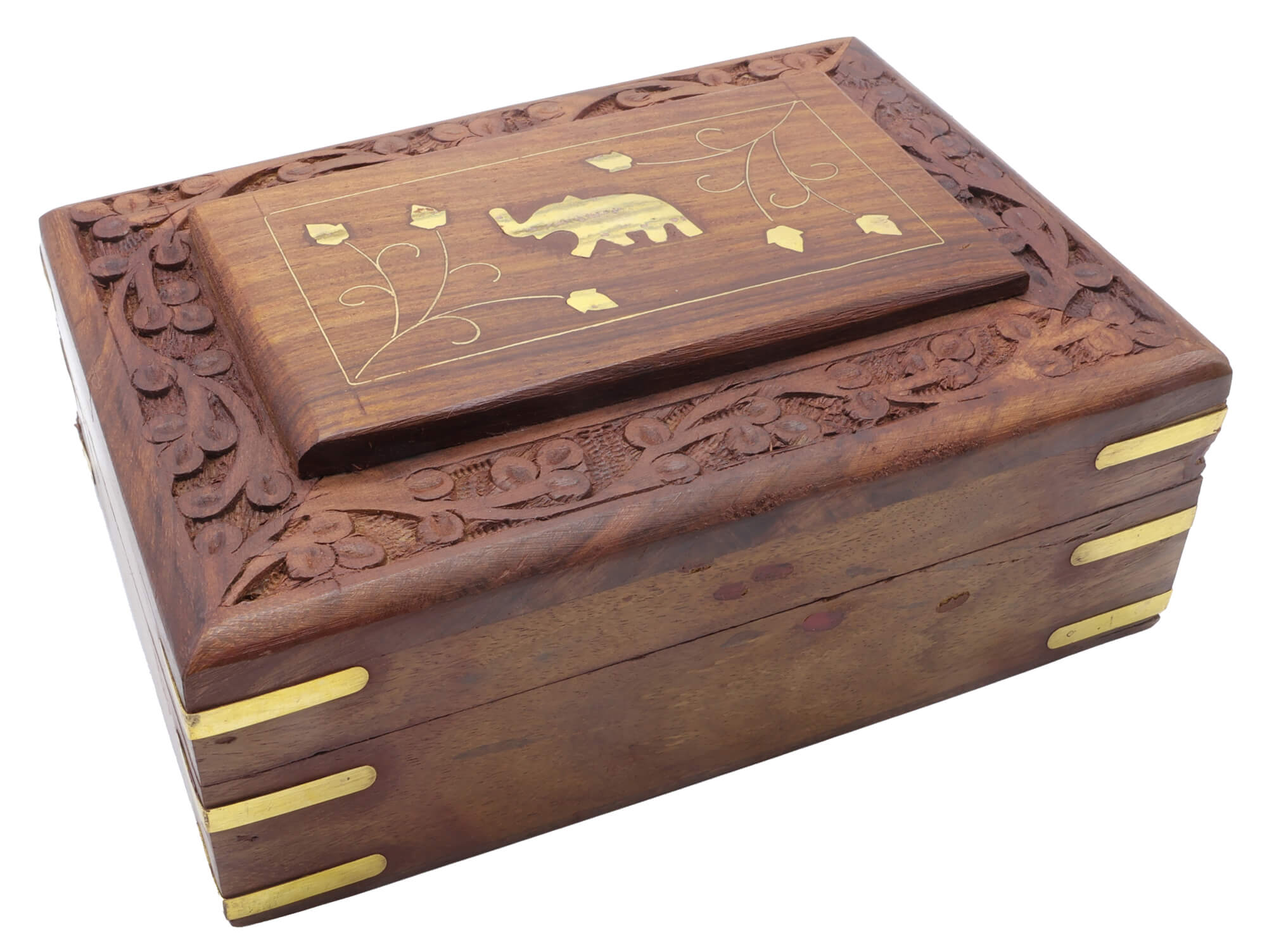 Boîte à Bijoux Bois Eléphants 18cm