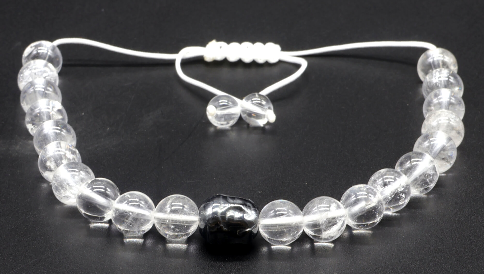 Bracelet Ajustable Cristal de Roche perles 8mm