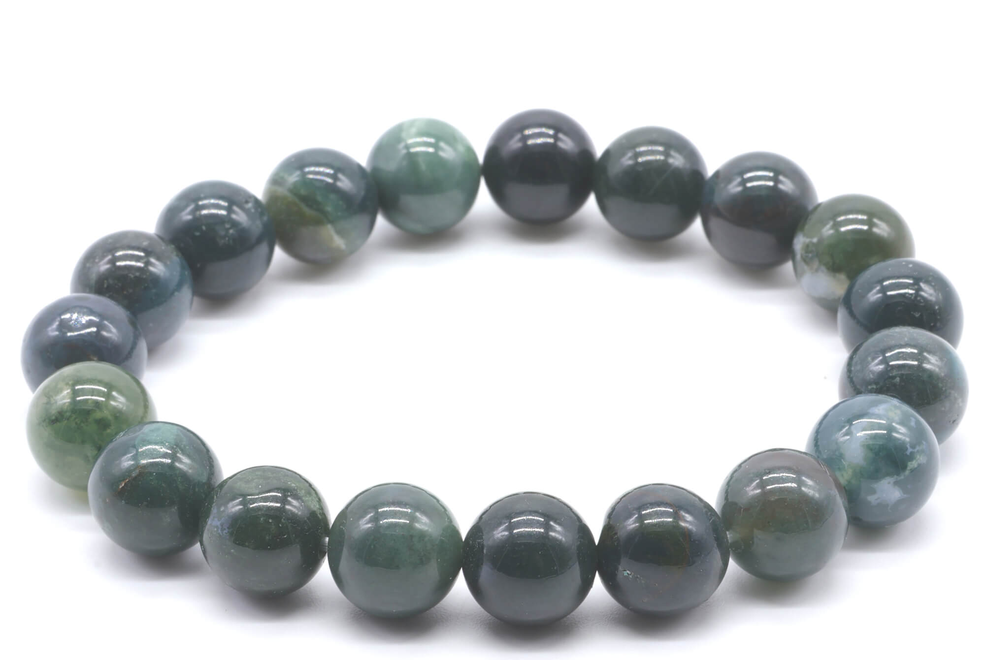 Bracelet Agate Mousse perles 10mm