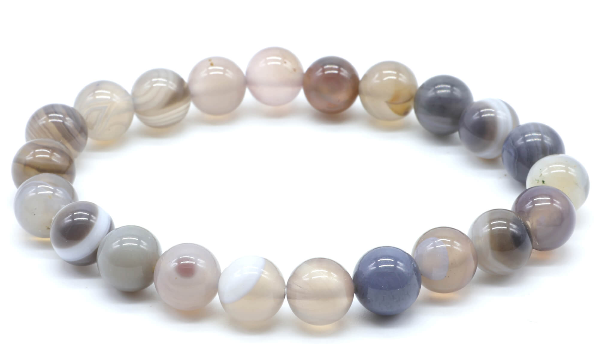 Bracelet Agate Bostwana 'AA' perles 8mm