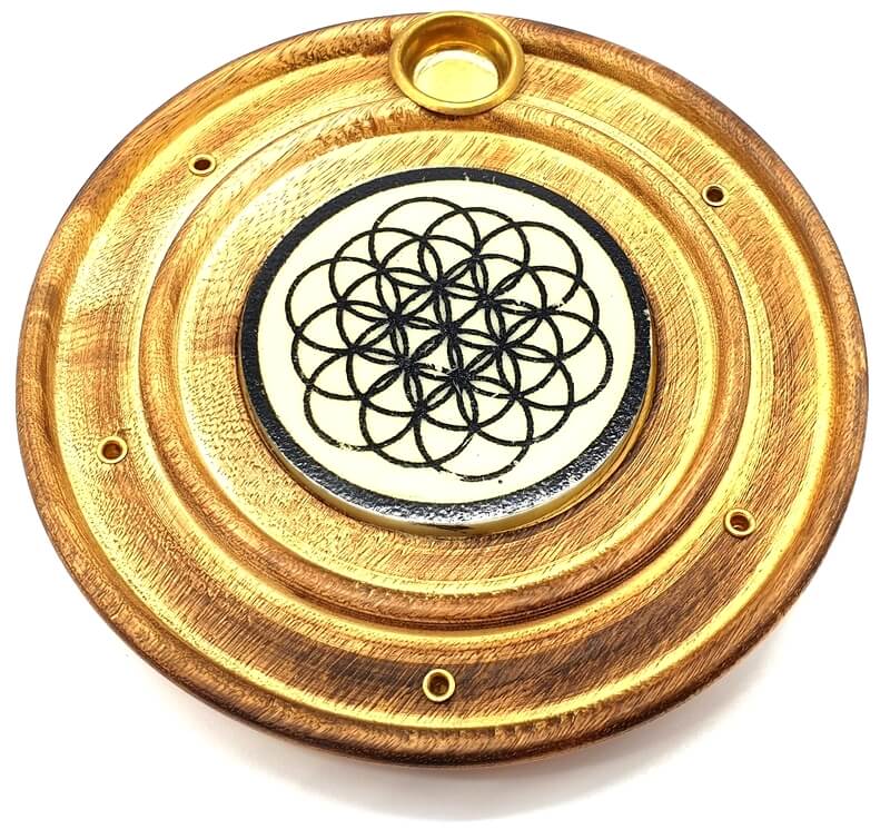 Porte-Encens Bois Rond Graine de Vie 10cm