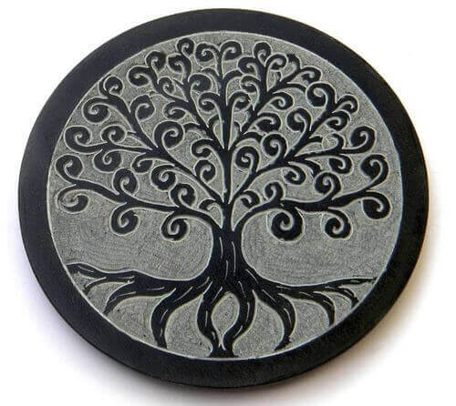 Porte-Encens Pierre Rond Arbre de Vie Racines 10cm