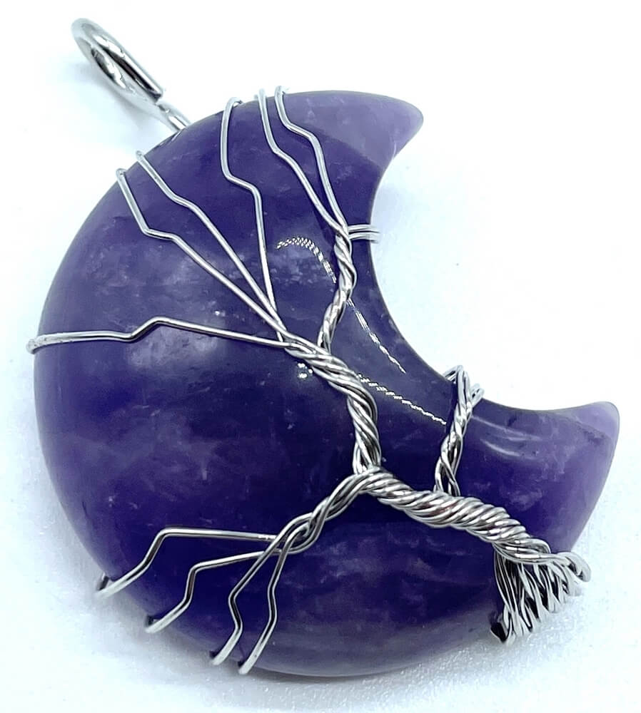 Pendentif Lune Arbre de Vie - Améthyste
