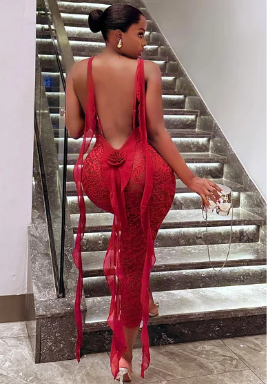 Elegant Red Lace Jumpsuit